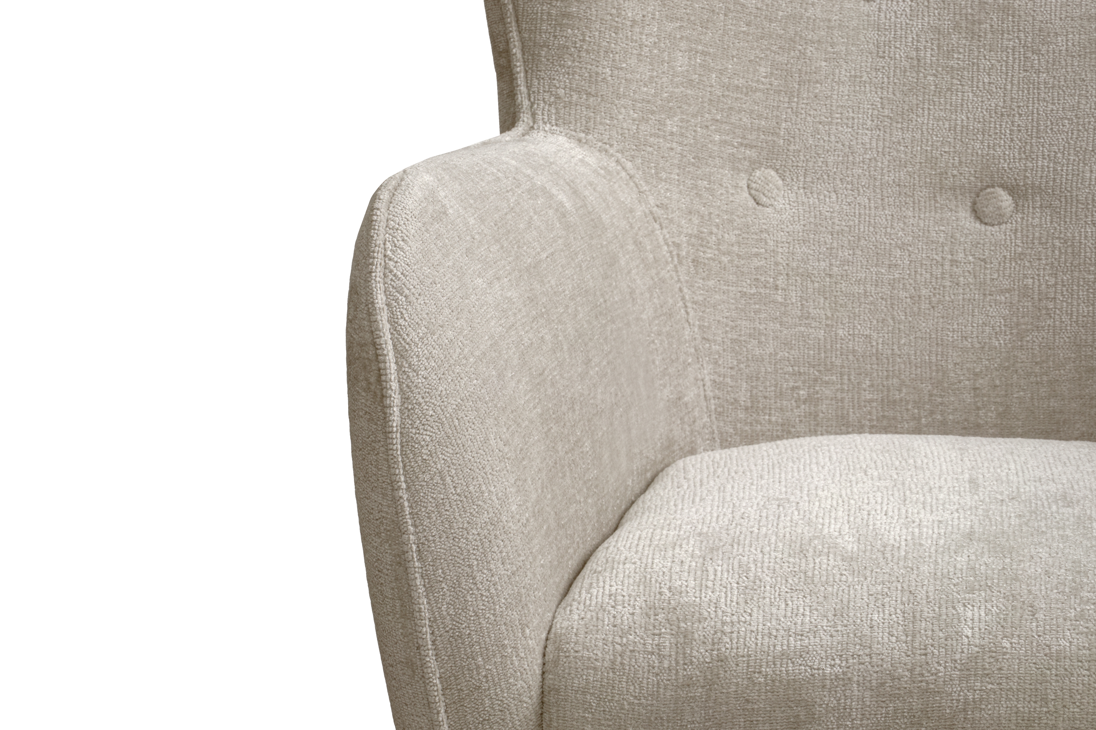 Křeslo ušák Elira - béžový šenil Perfect Harmony 07 / nohy venge Křeslo Ušák Elira z wysokimi nozkami - béžová šenil Perfect Harmony 07 / Nohy Venge