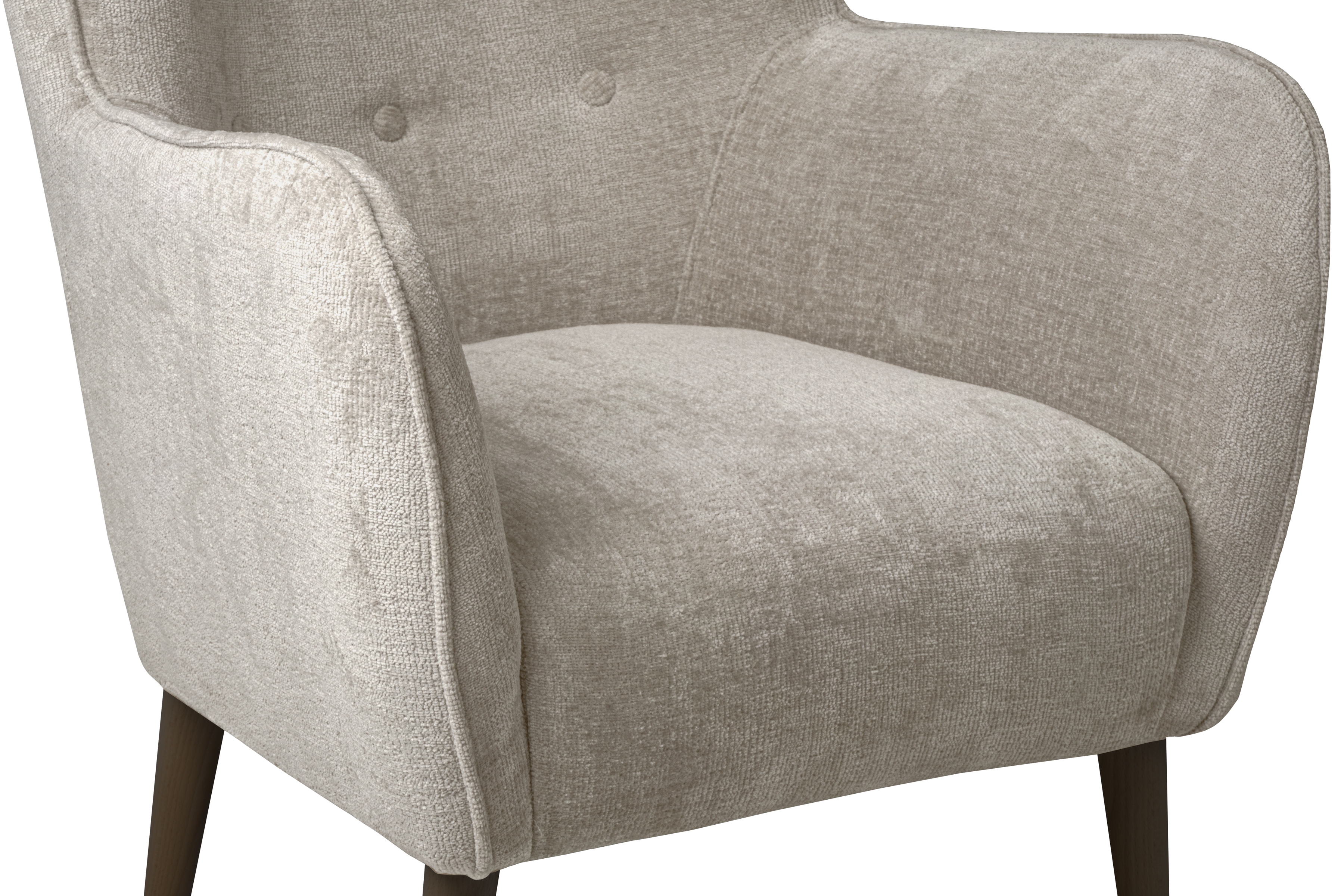 Křeslo ušák Elira - béžový šenil Perfect Harmony 07 / nohy venge Křeslo Ušák Elira z wysokimi nozkami - béžová šenil Perfect Harmony 07 / Nohy Venge