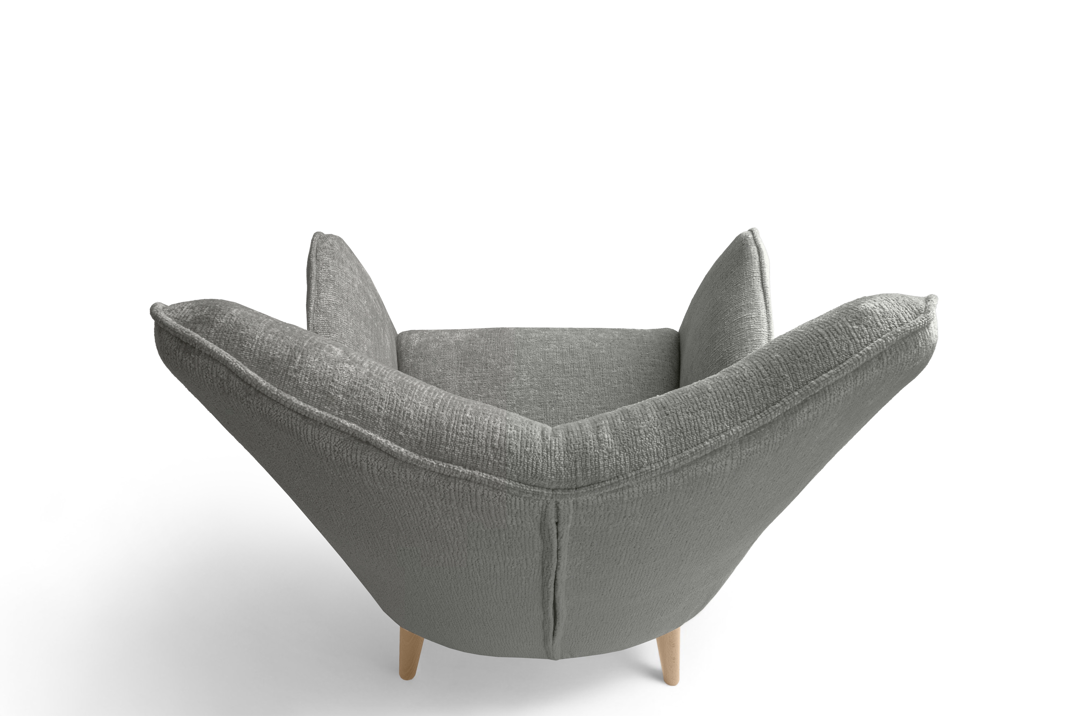 Kreslo Ušiak Elira - šedý žinylka Perfect Harmony 85 / Nohy buk Kreslo Ušiak Elira z wysokimi nozkami - šedý šenil Perfect Harmony 85 / Nohy buk