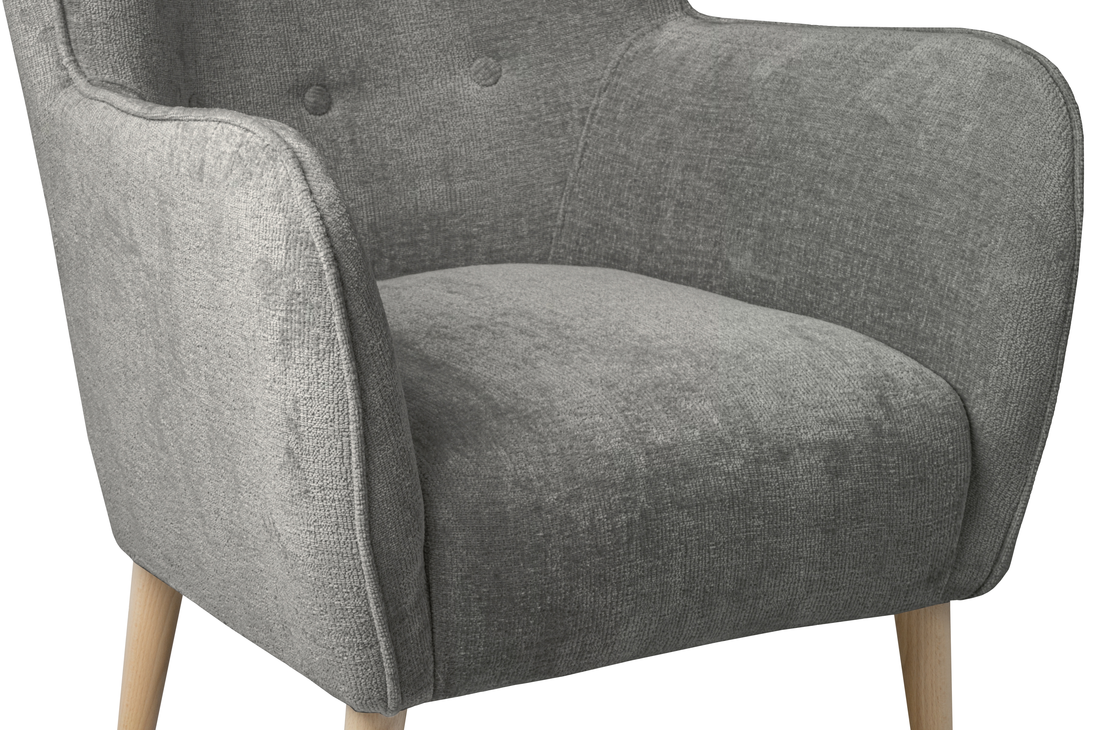 Kreslo Ušiak Elira - šedý žinylka Perfect Harmony 85 / Nohy buk Kreslo Ušiak Elira z wysokimi nozkami - šedý šenil Perfect Harmony 85 / Nohy buk