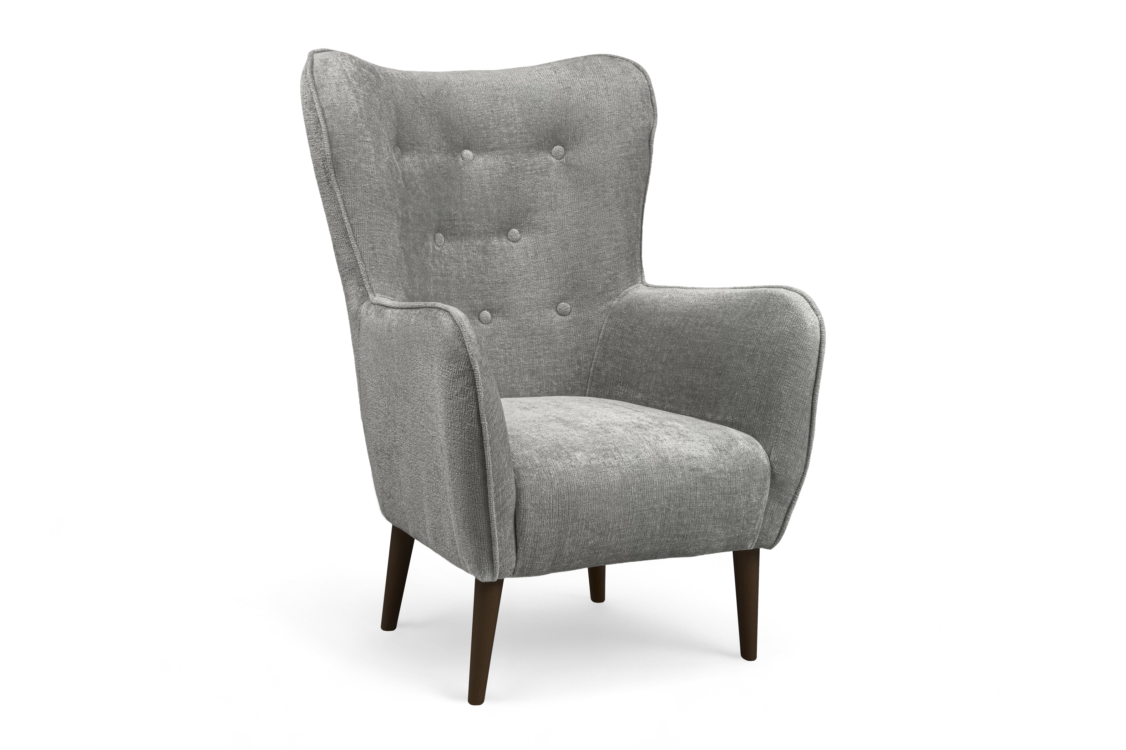 Kreslo Ušiak Elira - šedý žinylka Perfect Harmony 85 / Nohy Venge Kreslo Ušiak Elira z wysokimi nozkami - šedý šenil Perfect Harmony 85 / Nohy Venge