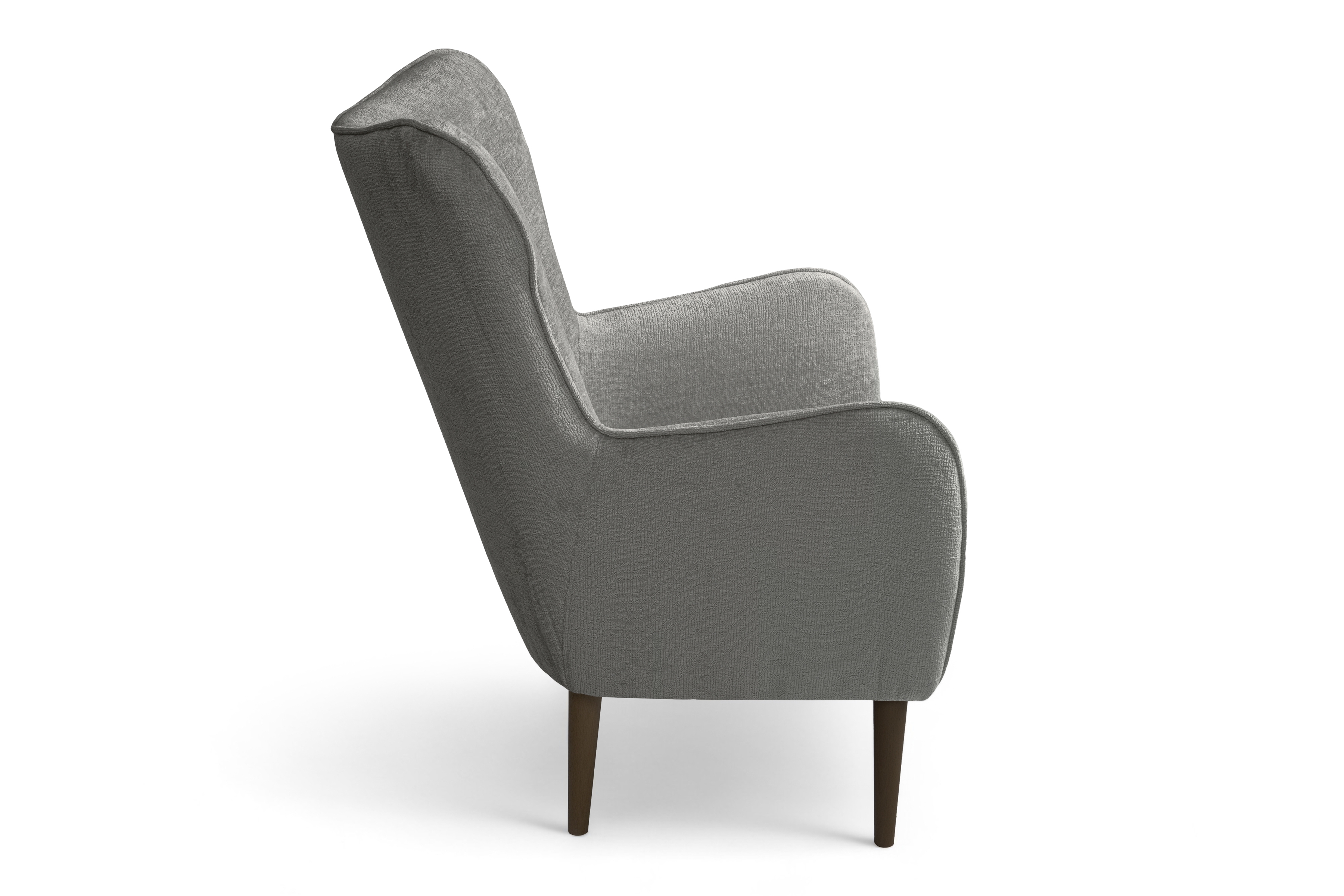 Kreslo Ušiak Elira - šedý žinylka Perfect Harmony 85 / Nohy Venge Kreslo Ušiak Elira z wysokimi nozkami - šedý šenil Perfect Harmony 85 / Nohy Venge