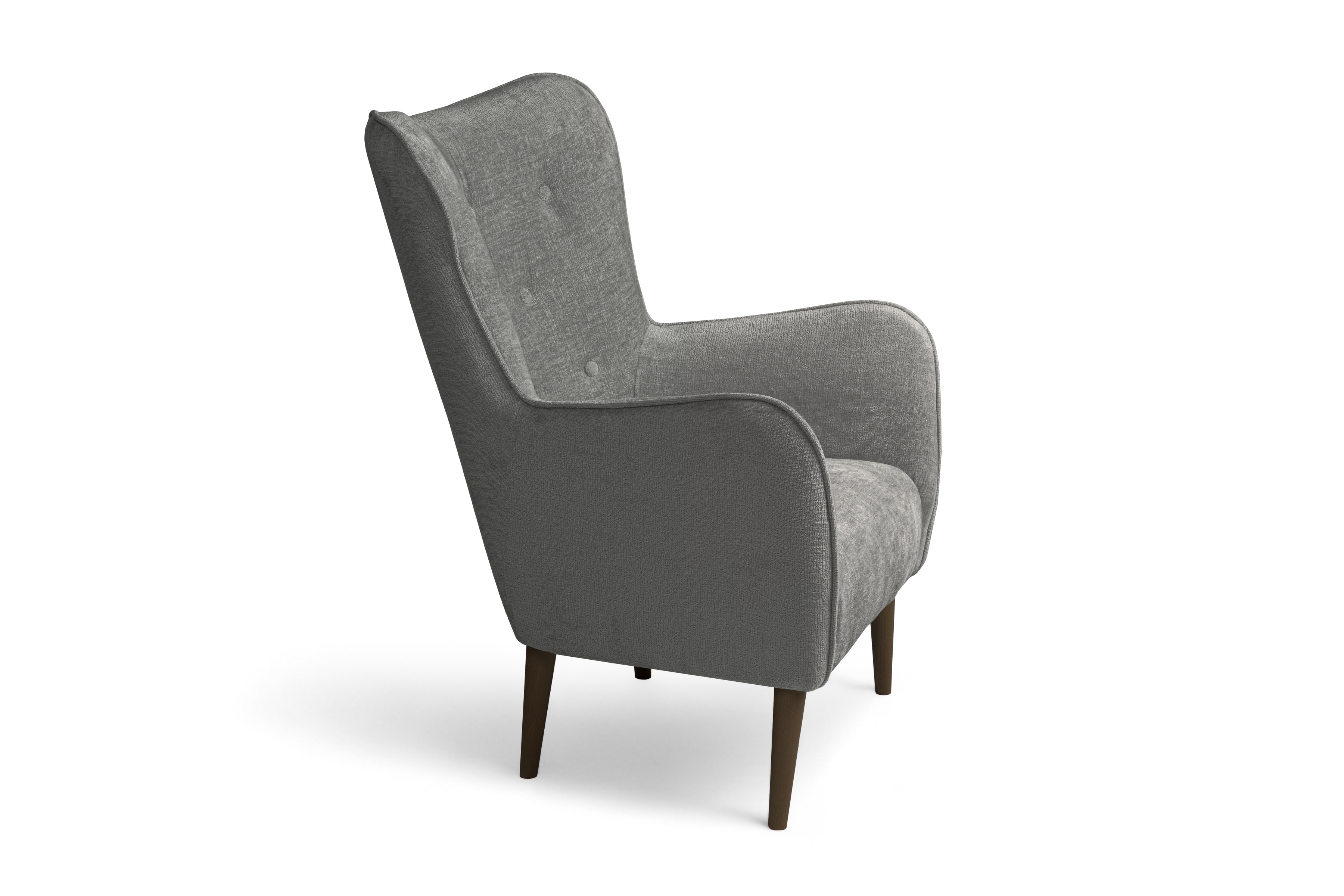 Kreslo Ušiak Elira - šedý žinylka Perfect Harmony 85 / Nohy Venge Kreslo Ušiak Elira z wysokimi nozkami - šedý šenil Perfect Harmony 85 / Nohy Venge