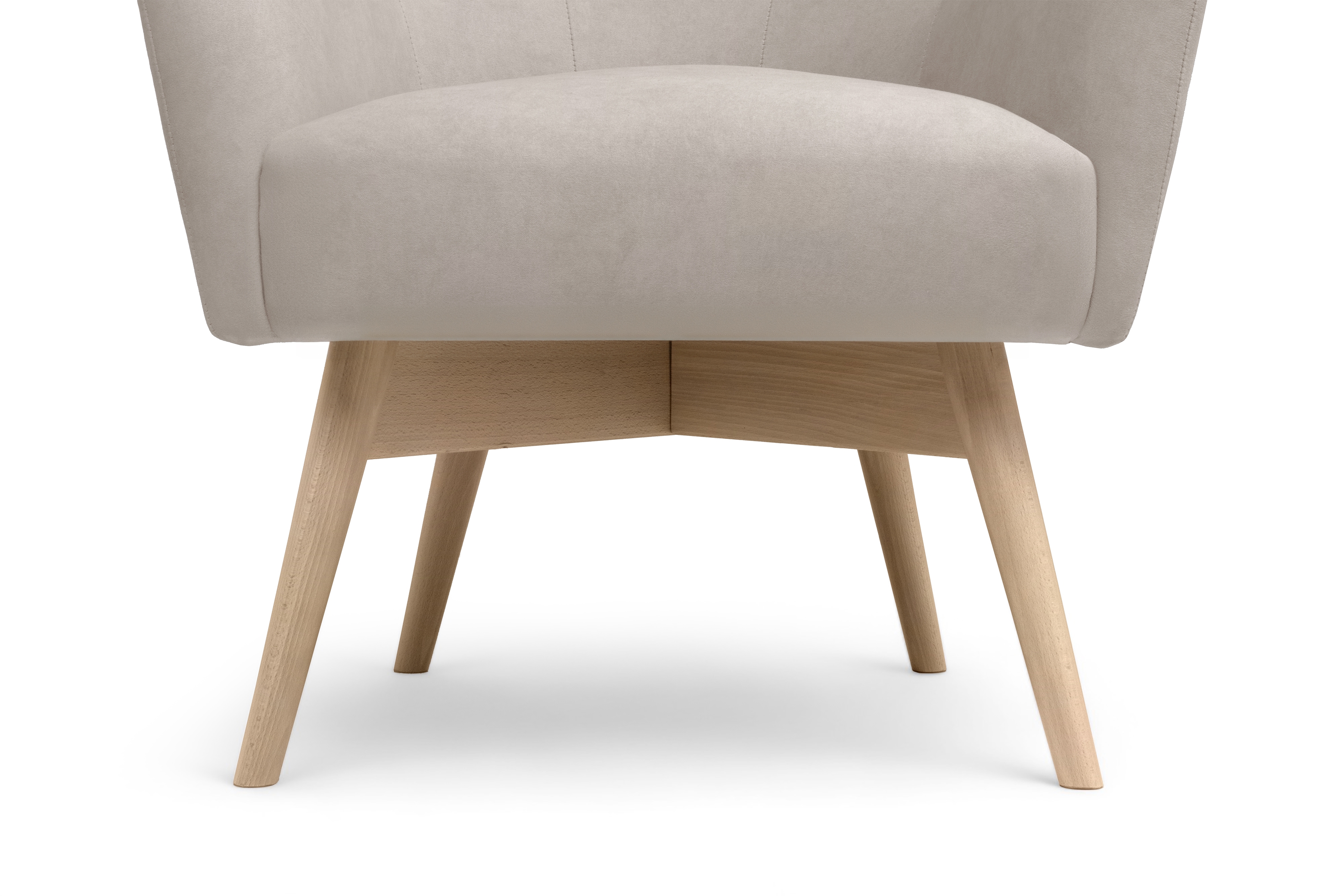 Kreslo ušiak Nordic – béžový ľahkočistiaci welvet Cloud 03 / nožičky buk Kreslo Ušiak Škandinávsky Nordic - béžový welwet ľahkočistiaci Cloud 03 / buk 