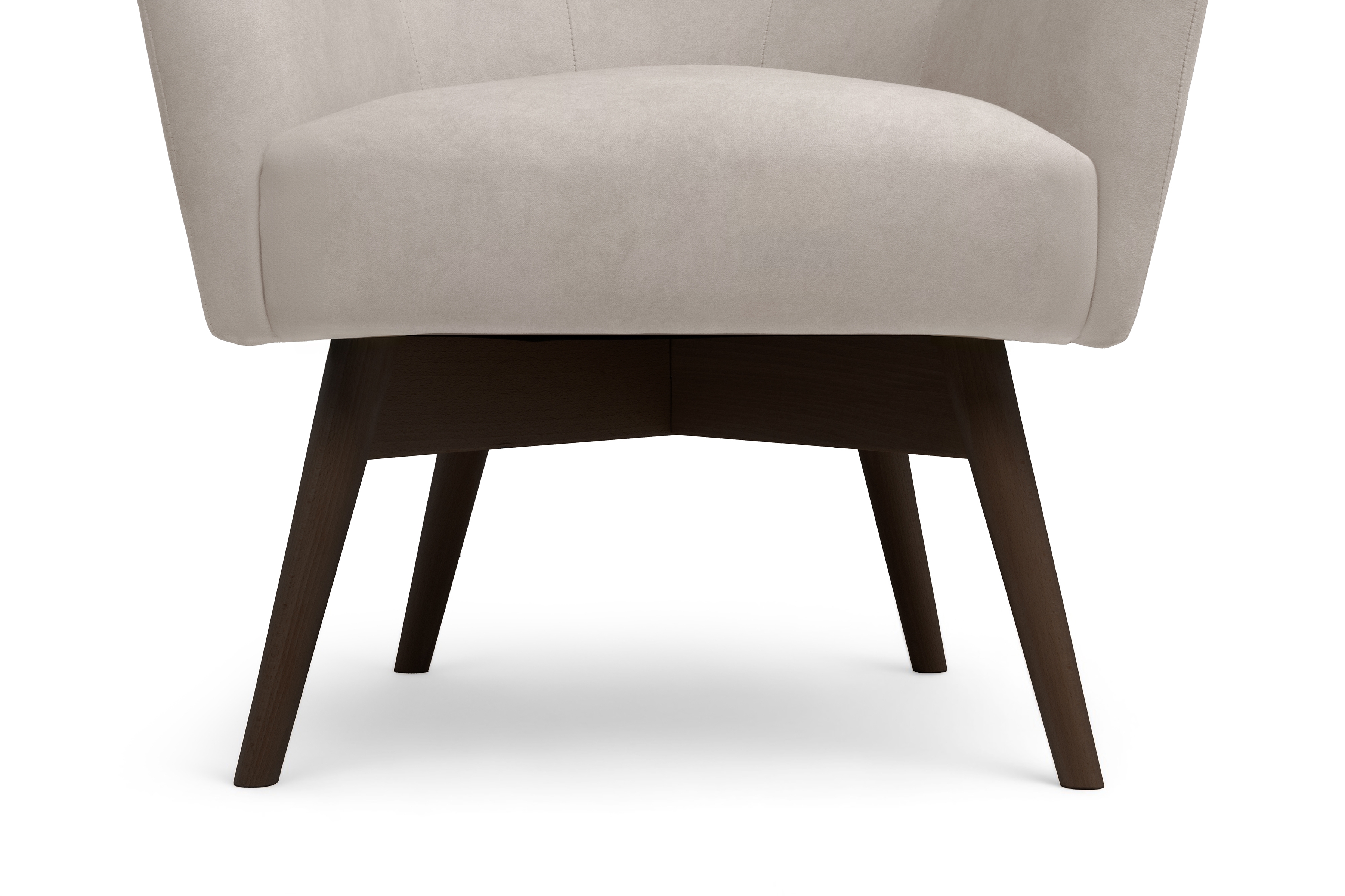 Křeslo ušák Nordic - béžový snadno čistitelný velvet Cloud 03 / nožky wenge Křeslo Ušák Skandynawski Nordic - béžová welwet snadno čistitelný Cloud 03 / wenge 