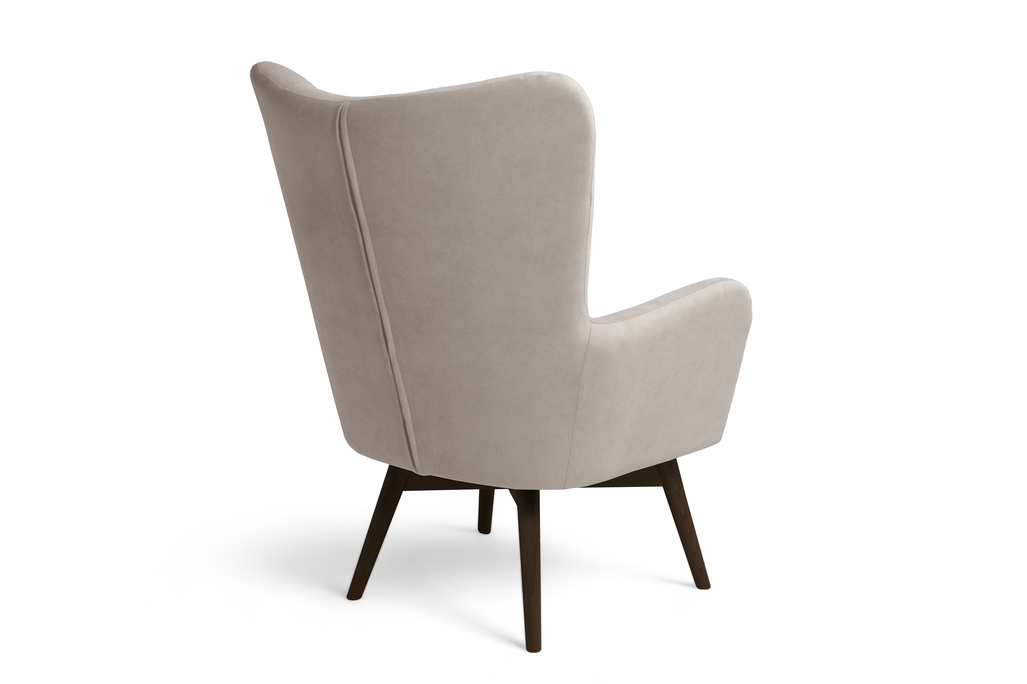 Křeslo ušák Nordic - béžový snadno čistitelný velvet Cloud 03 / nožky wenge Křeslo Ušák Skandynawski Nordic - béžová welwet snadno čistitelný Cloud 03 / wenge 