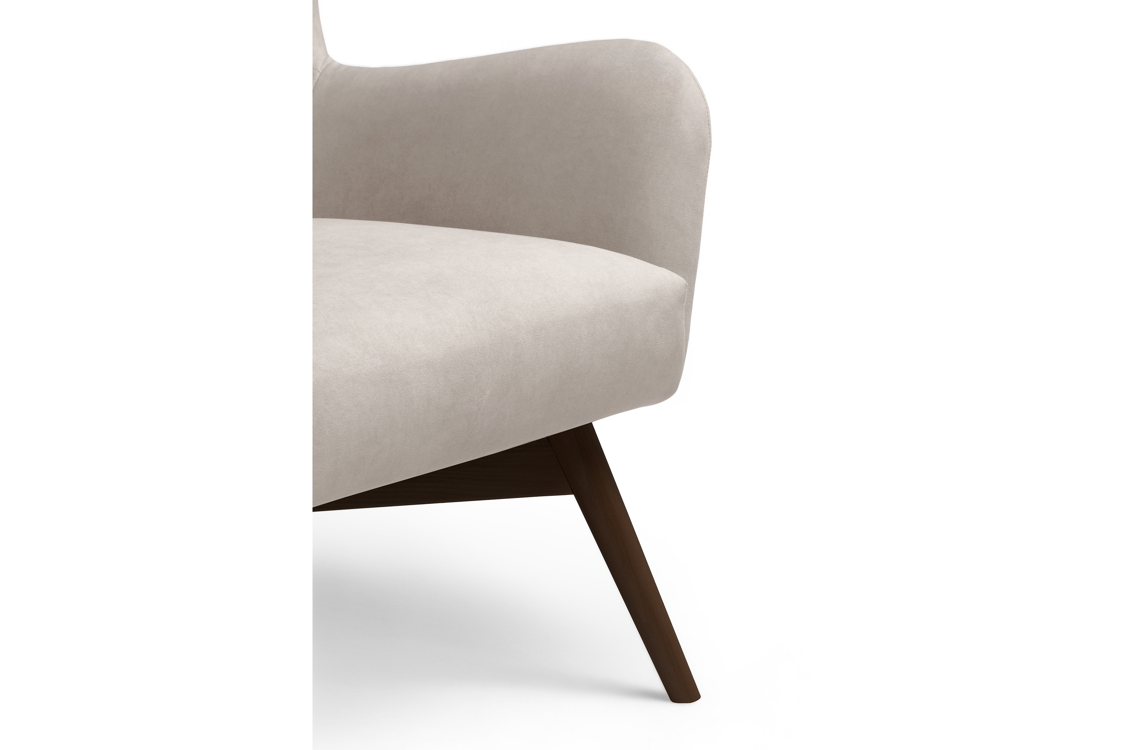 Křeslo ušák Nordic - béžový snadno čistitelný velvet Cloud 03 / nožky wenge Křeslo Ušák Skandynawski Nordic - béžová welwet snadno čistitelný Cloud 03 / wenge 