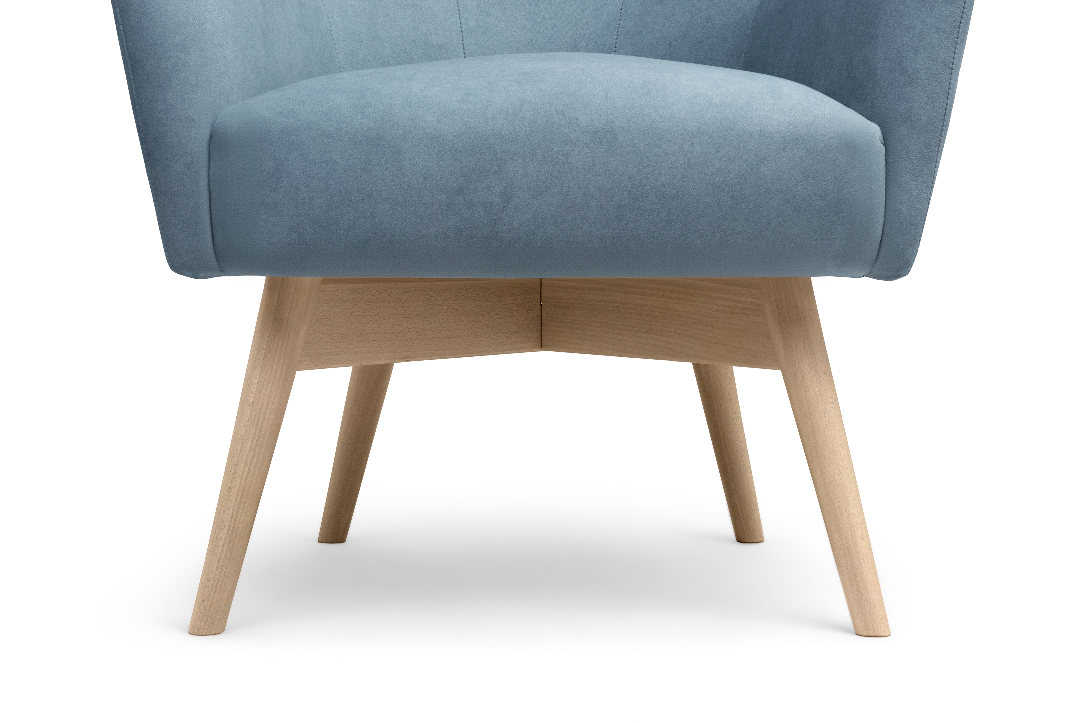 Kreslo Ušiak Nordic - modrý ľahkočistiaci zamat Cloud 70 / buk Kreslo Ušiak Škandinávsky Nordic - Modrý welwet ľahkočistiaci Cloud 70 / buk 