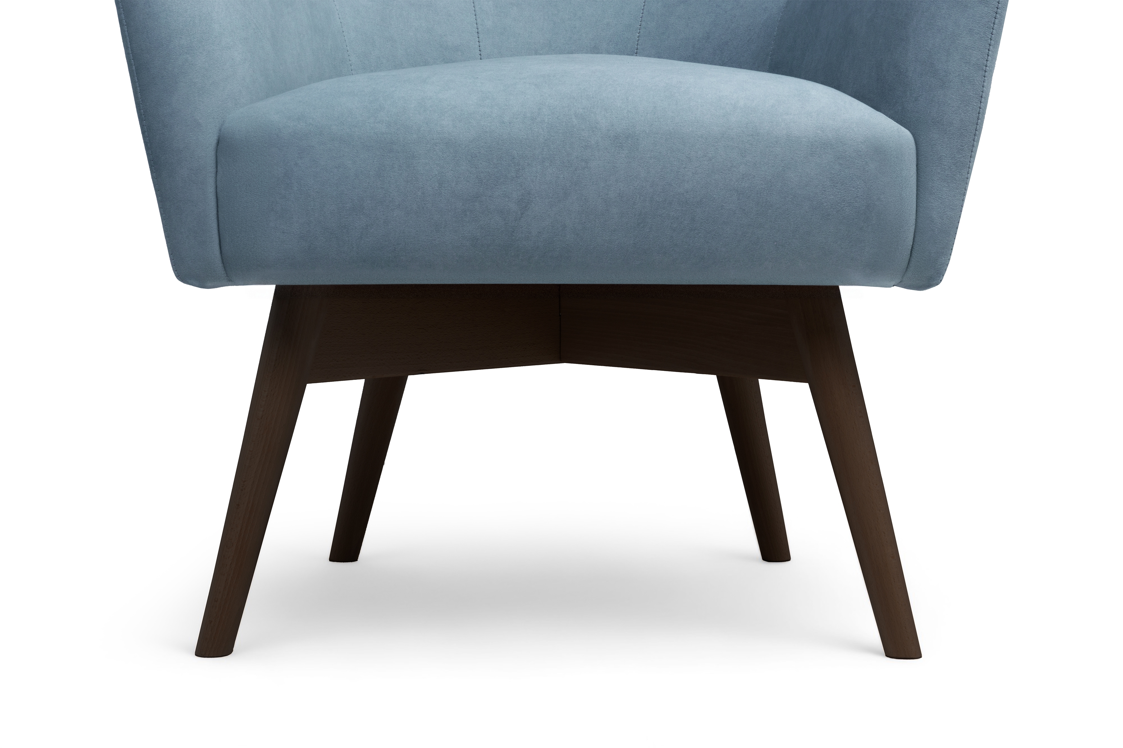 Kreslo ušiak Nordic – modrý ľahkočistiaci welvet Cloud 70 / nožičky venge Kreslo Ušiak Škandinávsky Nordic - Modrý welwet ľahkočistiaci Cloud 70 / Venge 