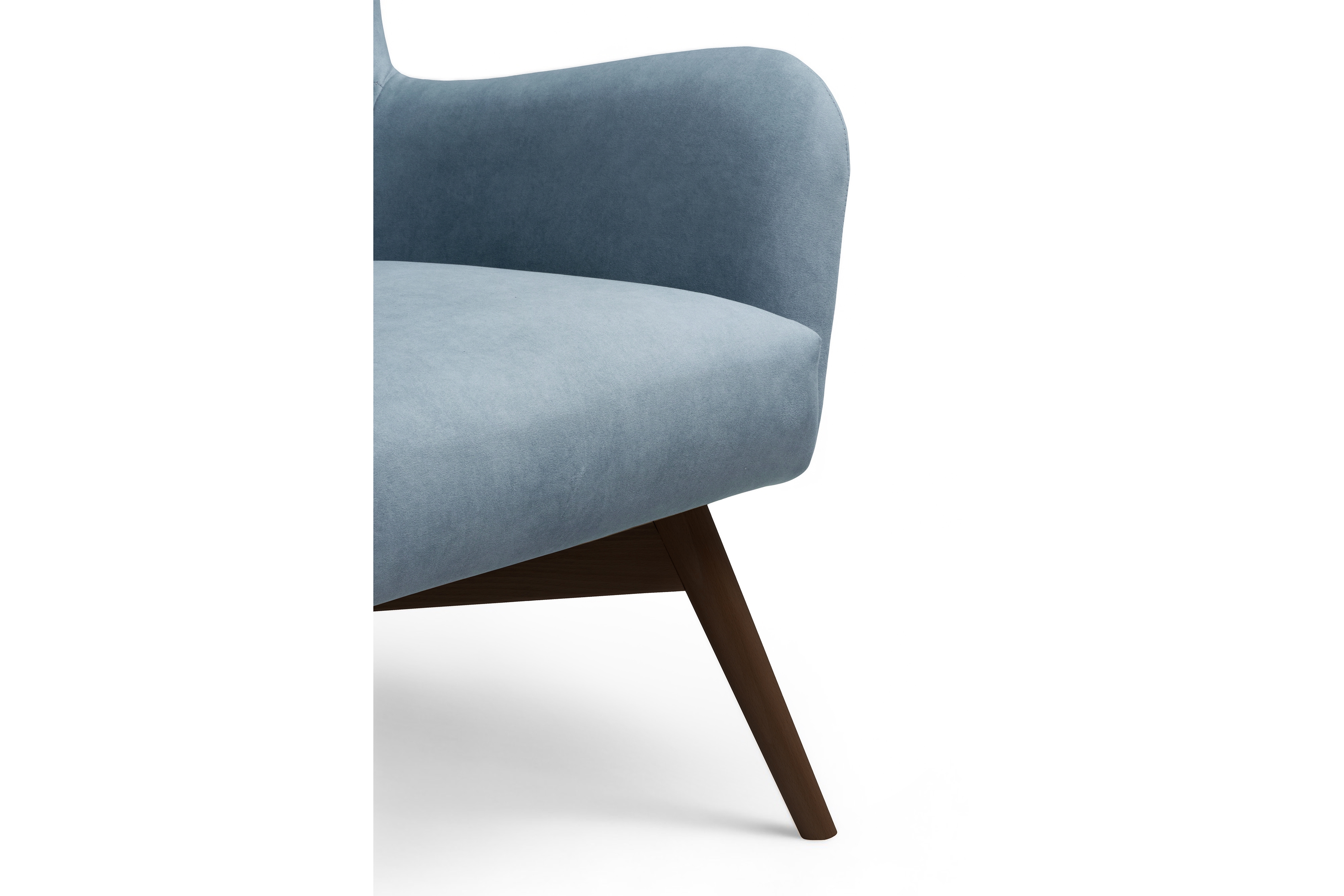 Kreslo ušiak Nordic – modrý ľahkočistiaci welvet Cloud 70 / nožičky venge Kreslo Ušiak Škandinávsky Nordic - Modrý welwet ľahkočistiaci Cloud 70 / Venge 