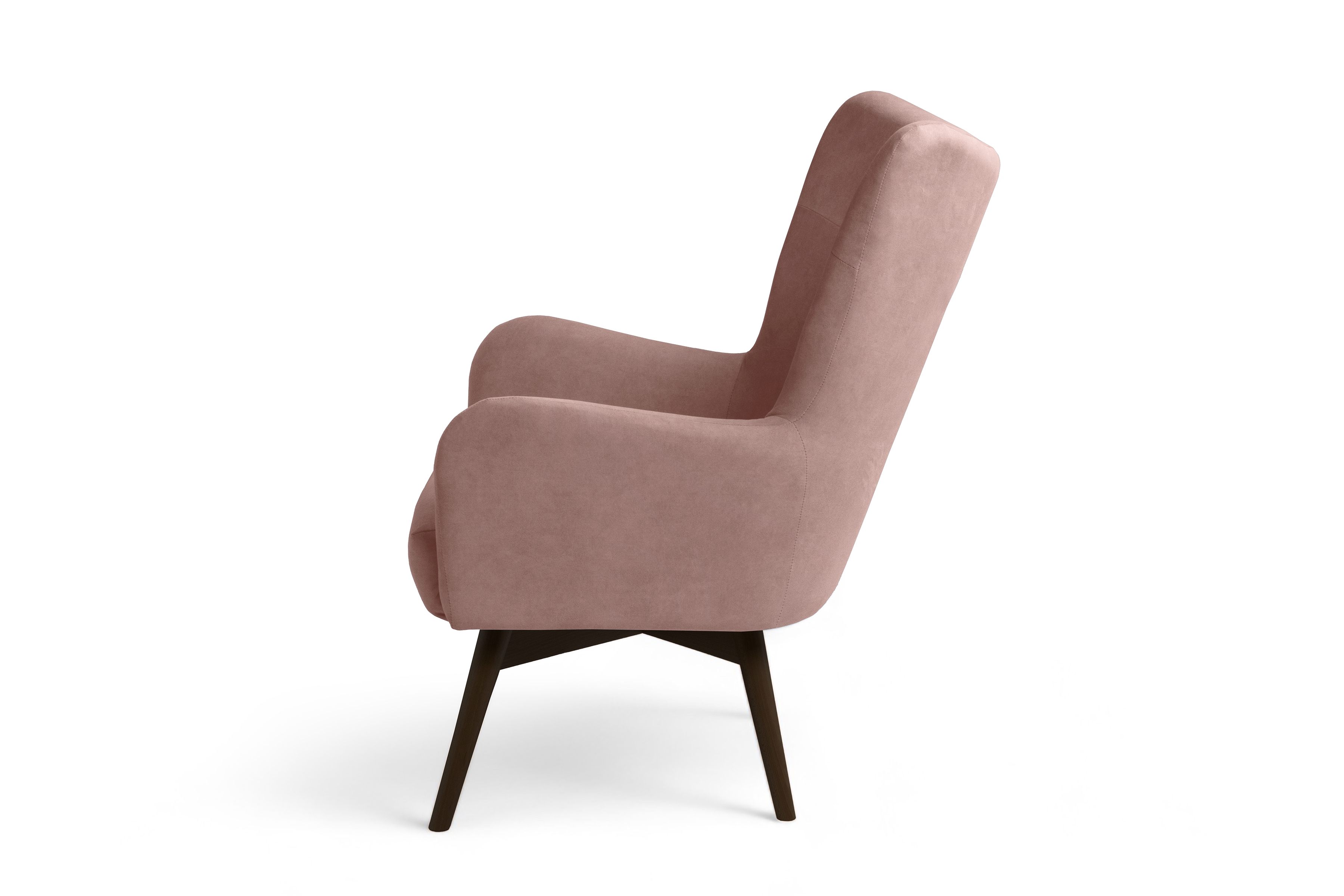 Křeslo ušák Nordic - růžová Cloud 60 / nožky wenge Křeslo Ušák Skandynawski Nordic - Růžová welwet snadno čistitelný Cloud 60 / wenge 