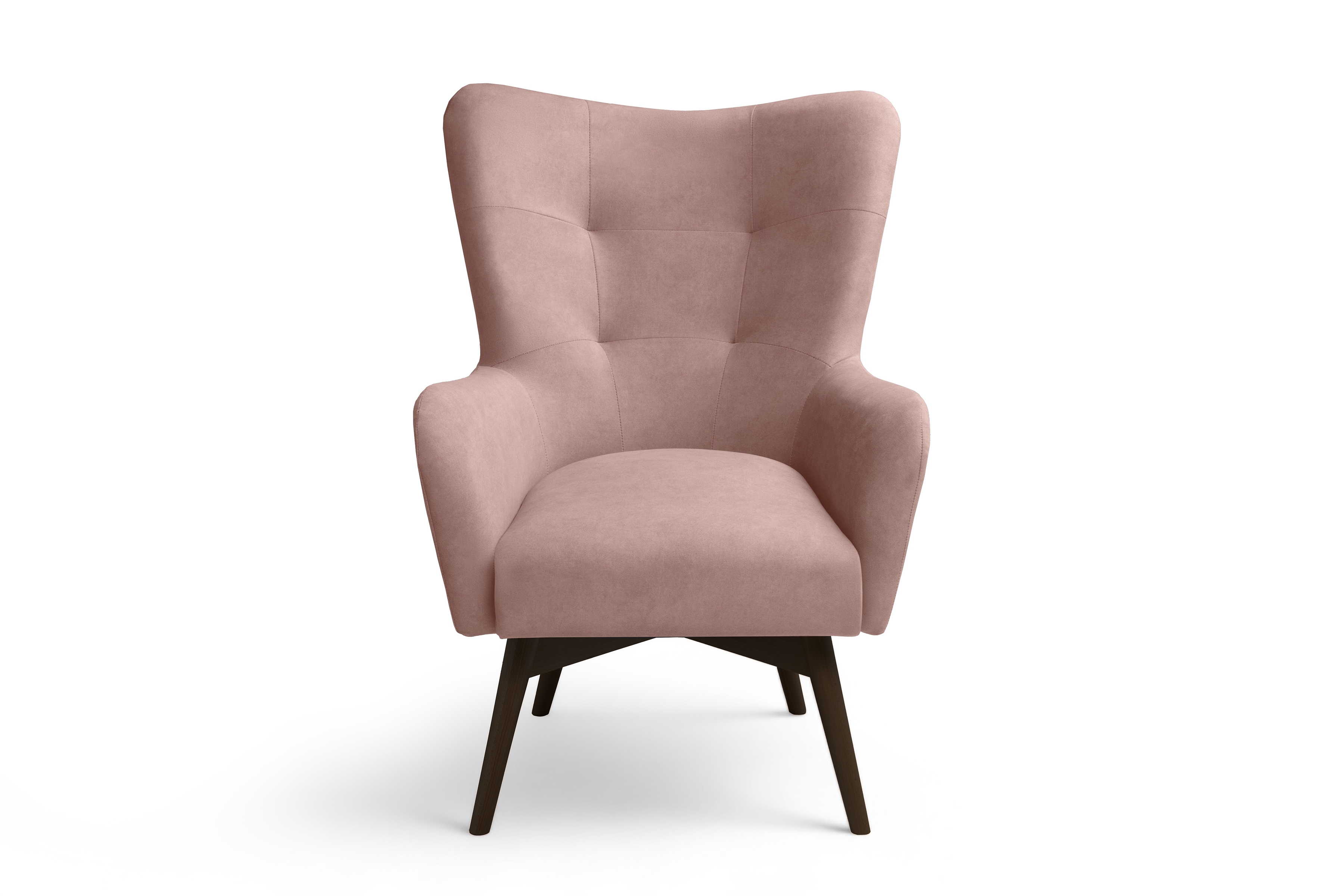 Křeslo ušák Nordic - růžová Cloud 60 / nožky wenge Křeslo Ušák Skandynawski Nordic - Růžová welwet snadno čistitelný Cloud 60 / wenge 