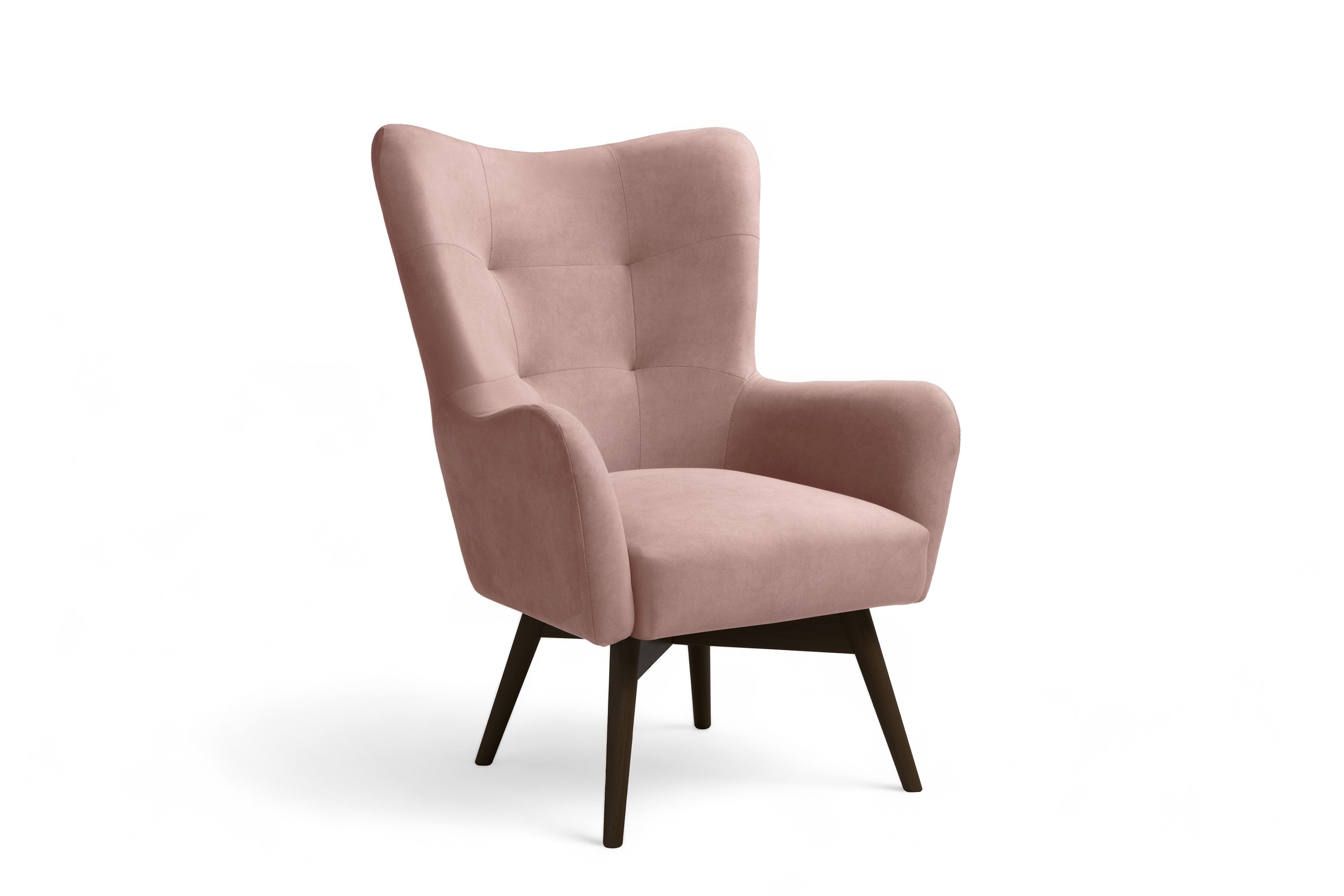 Křeslo ušák Nordic - růžová Cloud 60 / nožky wenge Křeslo Ušák Skandynawski Nordic - Růžová welwet snadno čistitelný Cloud 60 / wenge 