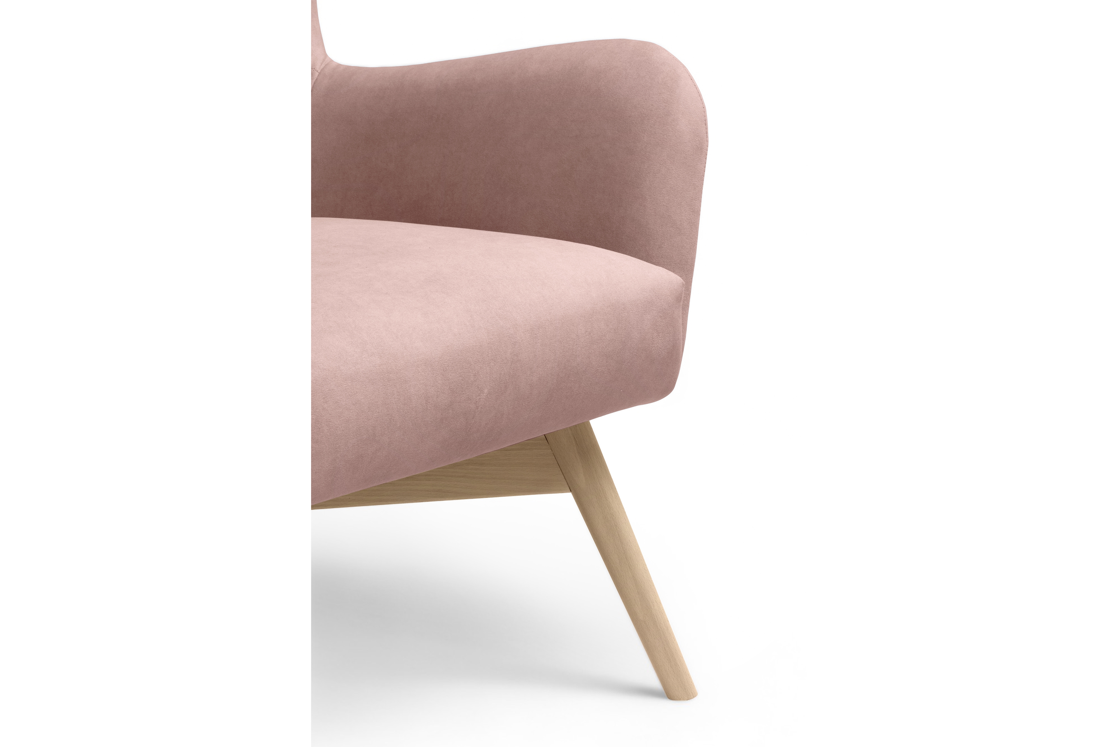 Kreslo ušiak Nordic – ružový ľahkočistiaci welvet Cloud 60 / nožičky buk Kreslo Ušiak Škandinávsky Nordic - Ružová welwet ľahkočistiaci Cloud 70 / buk 