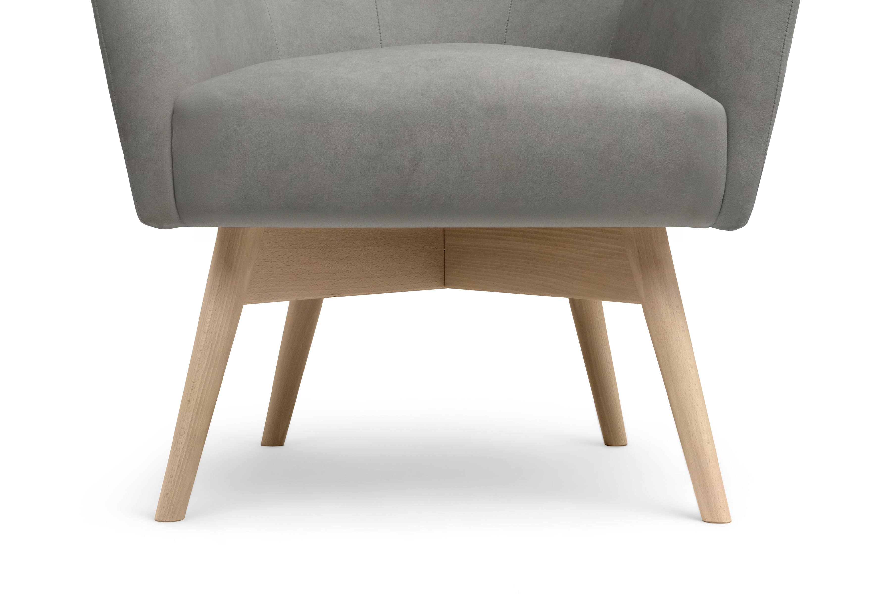 Křeslo ušák Nordic - šedý snadno čistitelný velvet Cloud 87 / nožky buk Křeslo Ušák Skandynawski Nordic - šedá welwet snadno čistitelný Cloud 87 / buk 