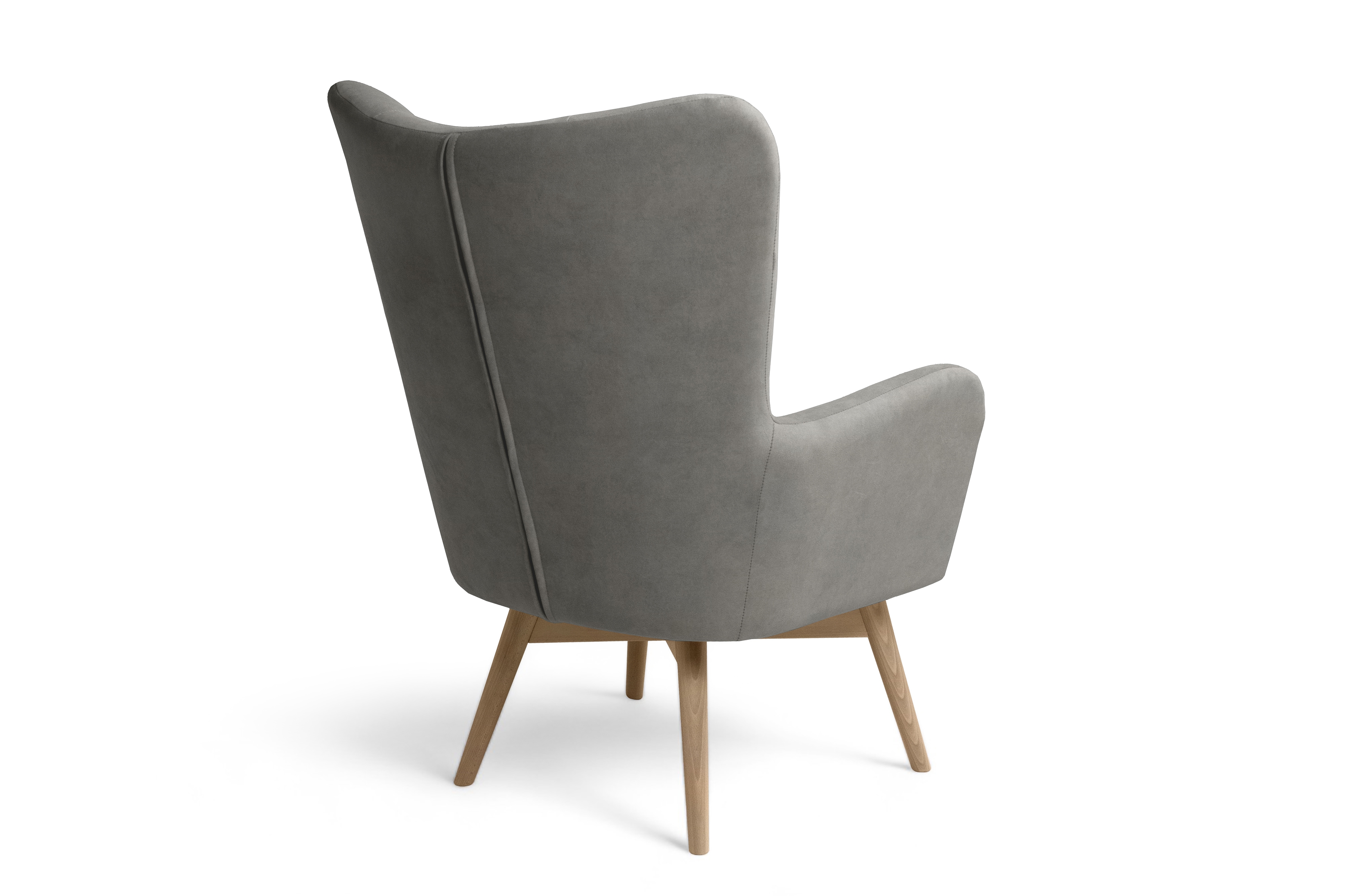 Křeslo ušák Nordic - šedý snadno čistitelný velvet Cloud 87 / nožky buk Křeslo Ušák Skandynawski Nordic - šedá welwet snadno čistitelný Cloud 87 / buk 