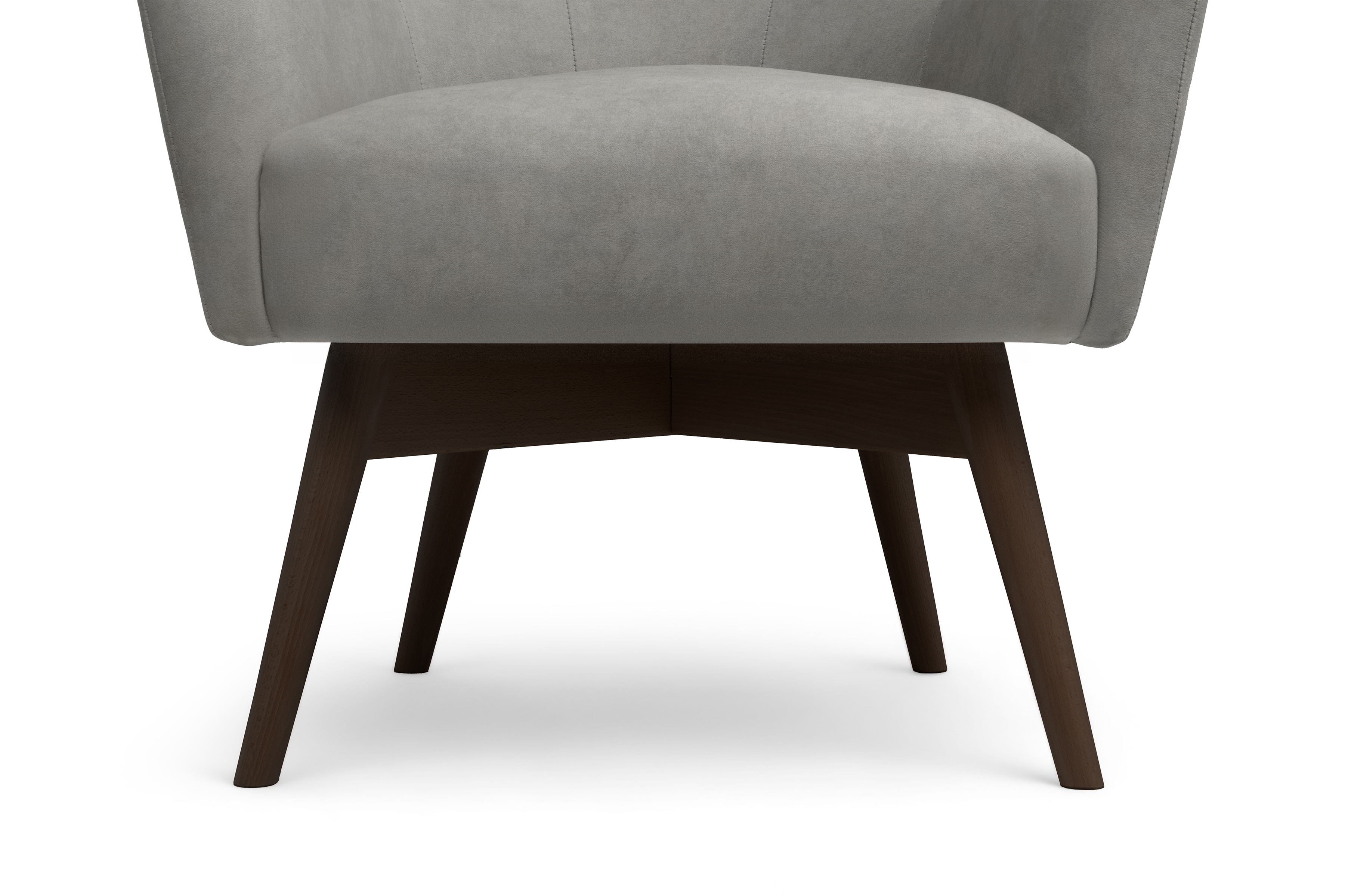 Křeslo ušák Nordic - šedý snadno čistitelný velvet Cloud 87 / nožky wenge Křeslo Ušák Skandynawski Nordic - šedá welwet snadno čistitelný Cloud 87 / wenge 