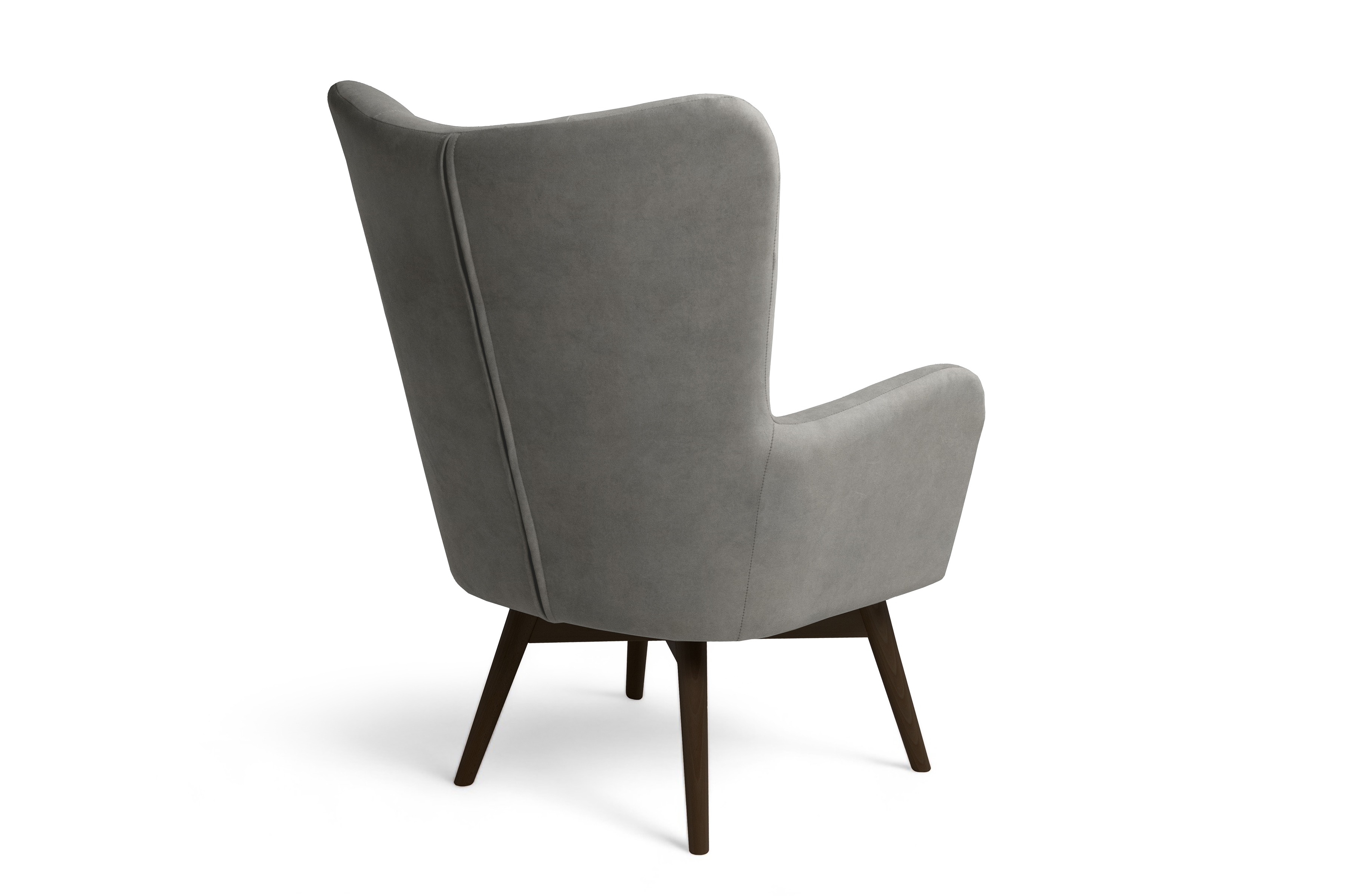 Křeslo ušák Nordic - šedý snadno čistitelný velvet Cloud 87 / nožky wenge Křeslo Ušák Skandynawski Nordic - šedá welwet snadno čistitelný Cloud 87 / wenge 