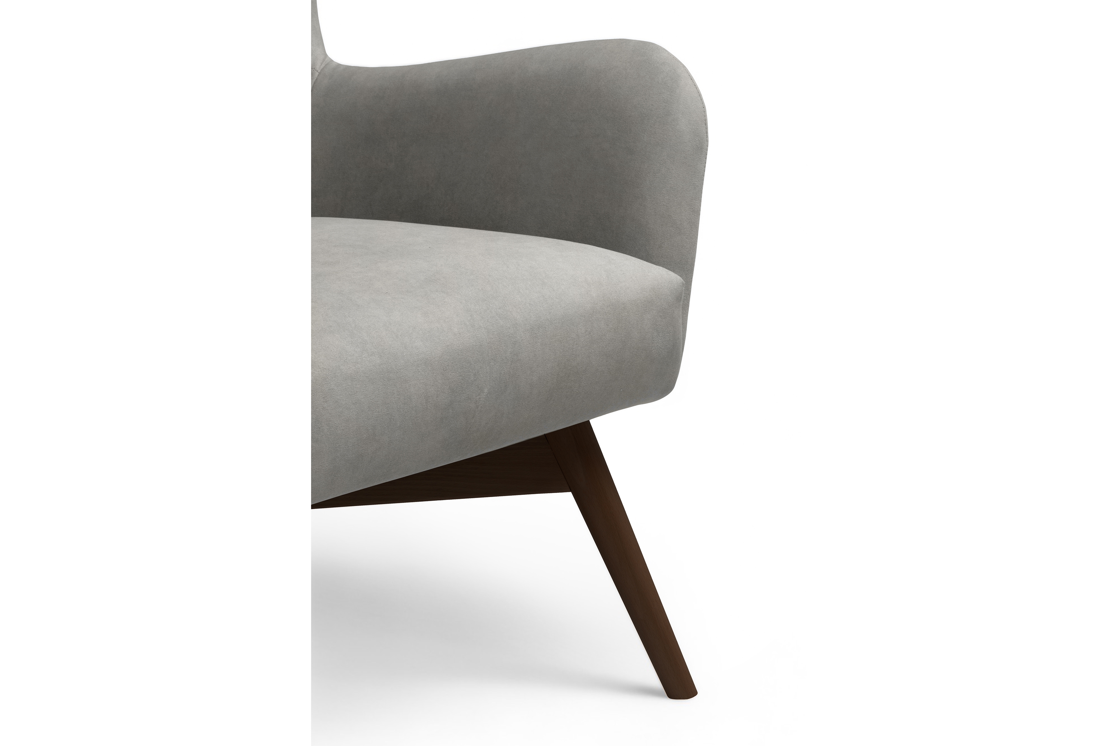 Křeslo ušák Nordic - šedý snadno čistitelný velvet Cloud 87 / nožky wenge Křeslo Ušák Skandynawski Nordic - šedá welwet snadno čistitelný Cloud 87 / wenge 