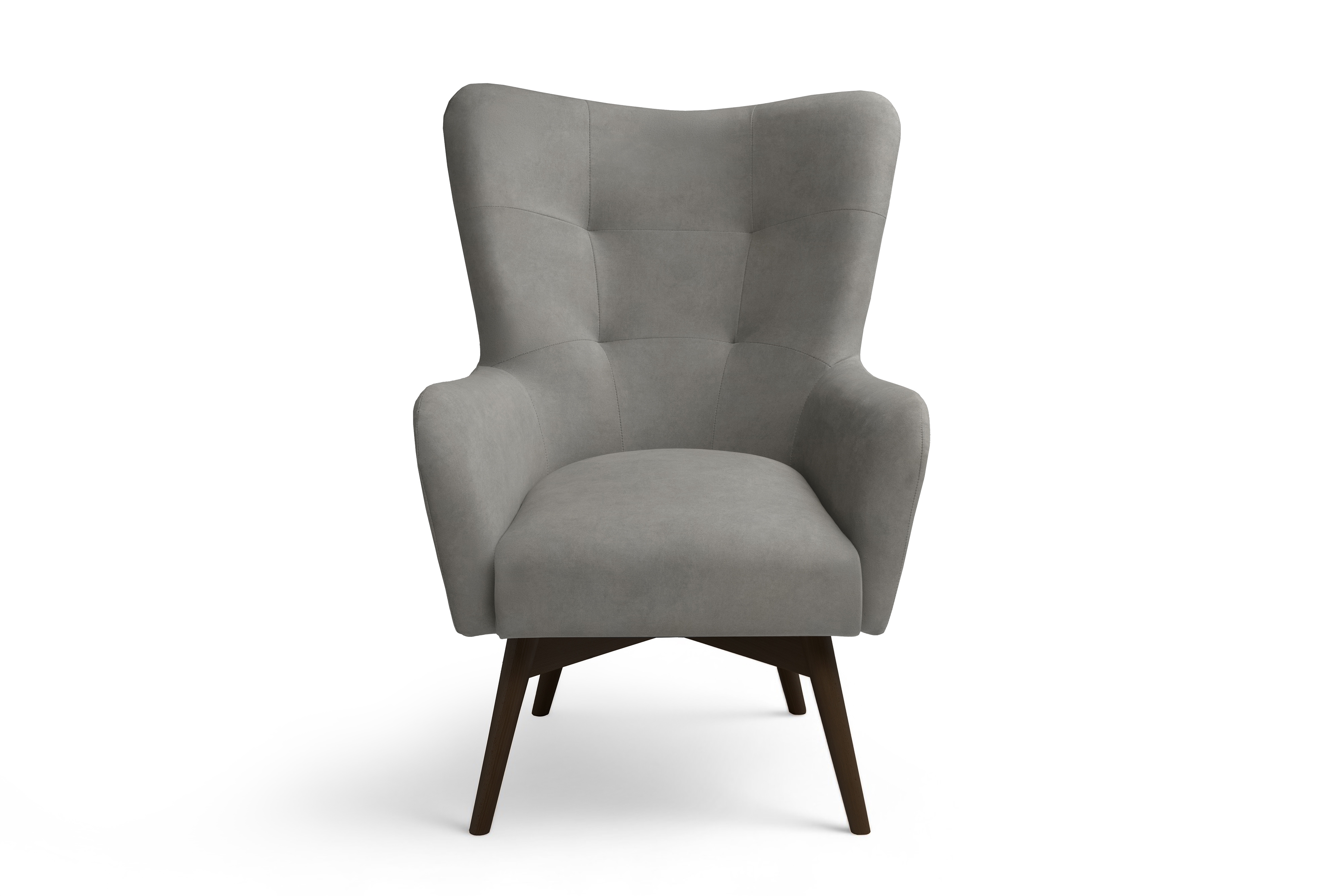 Křeslo ušák Nordic - šedý snadno čistitelný velvet Cloud 87 / nožky wenge Křeslo Ušák Skandynawski Nordic - šedá welwet snadno čistitelný Cloud 87 / wenge 