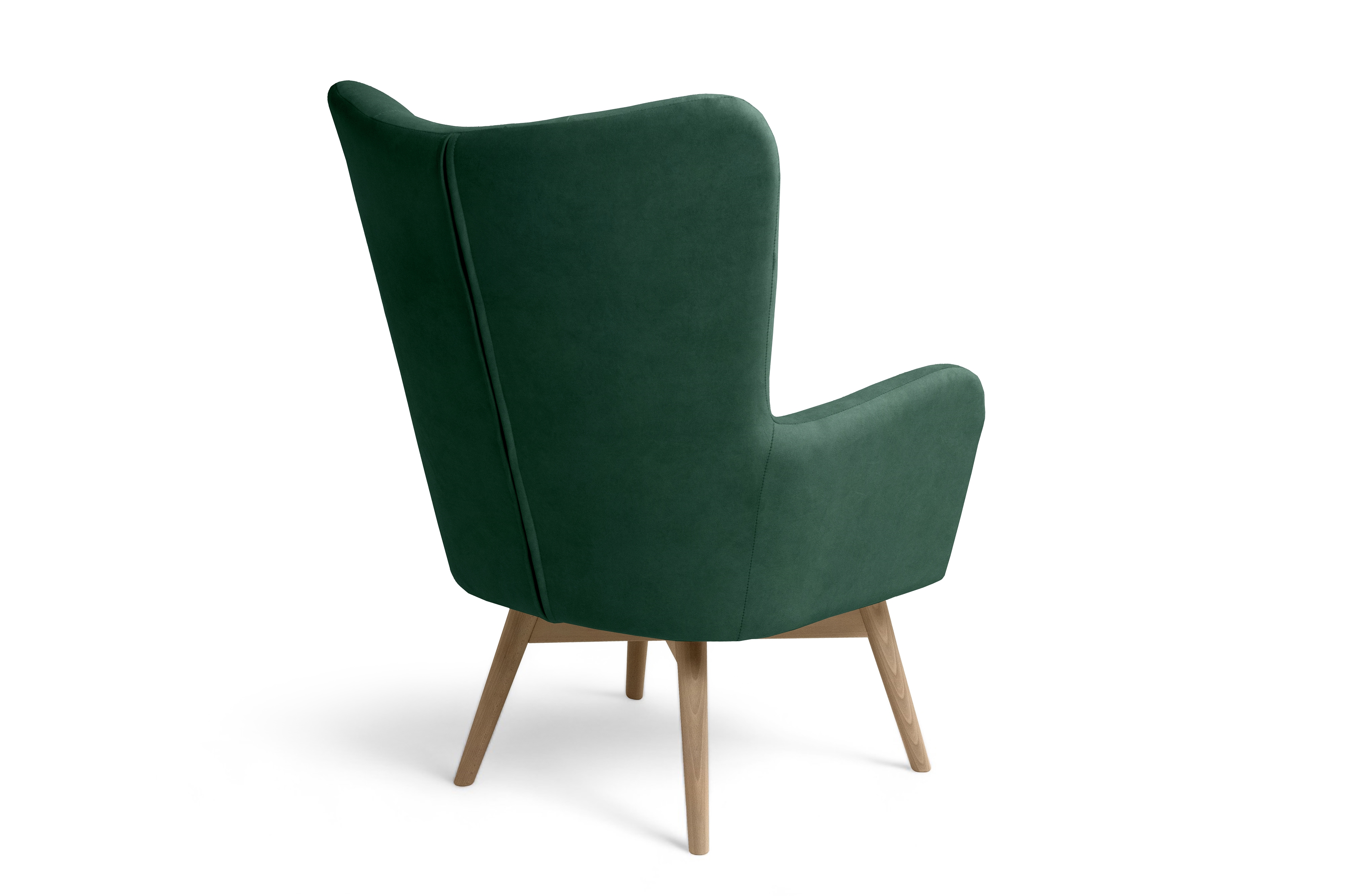 Kreslo ušiak Nordic – zelený ľahkočistiaci welvet Cloud 39 / nožičky buk Kreslo Ušiak Škandinávsky Nordic - Zelený welwet ľahkočistiaci Cloud 39 / buk 