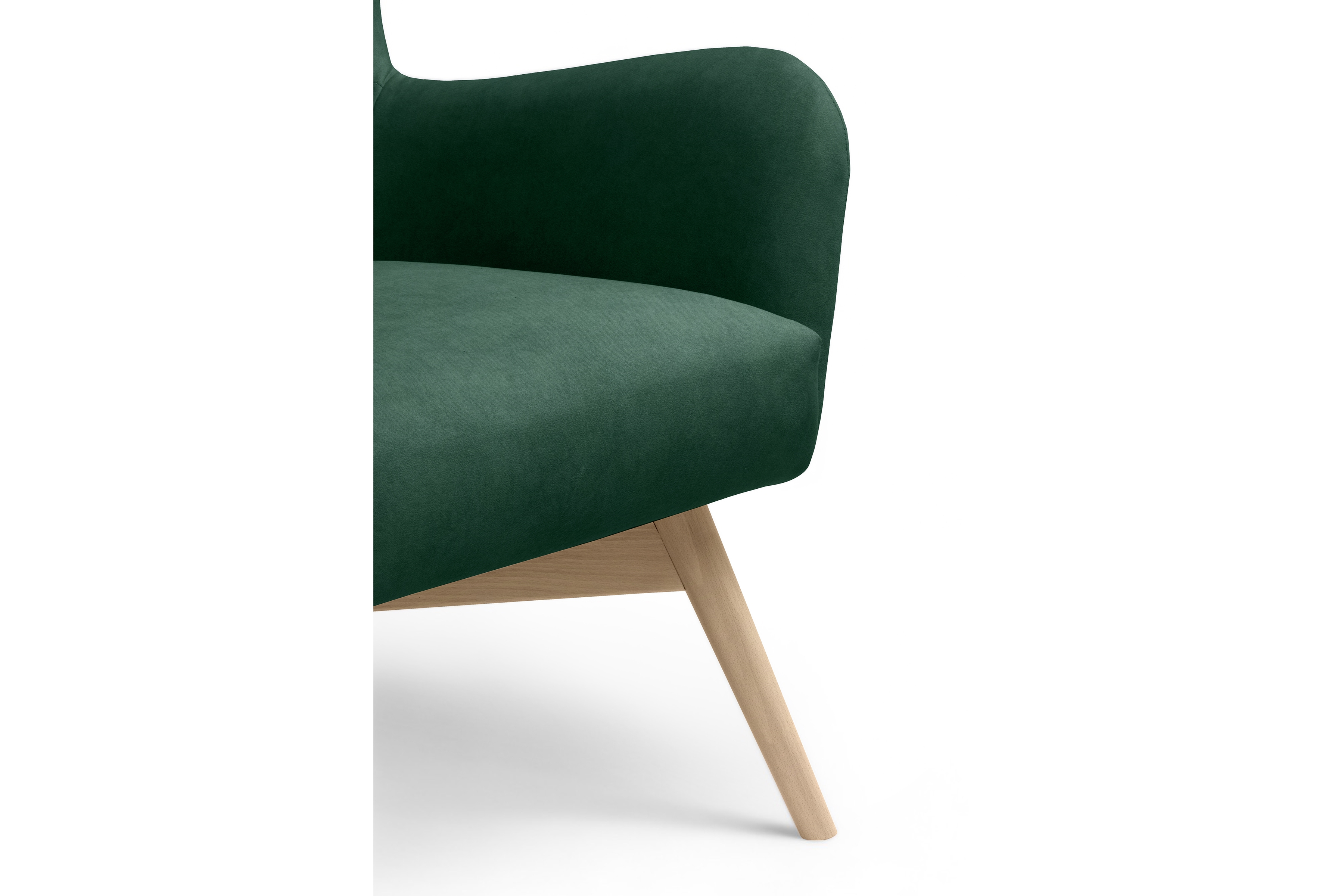 Kreslo ušiak Nordic – zelený ľahkočistiaci welvet Cloud 39 / nožičky buk Kreslo Ušiak Škandinávsky Nordic - Zelený welwet ľahkočistiaci Cloud 39 / buk 