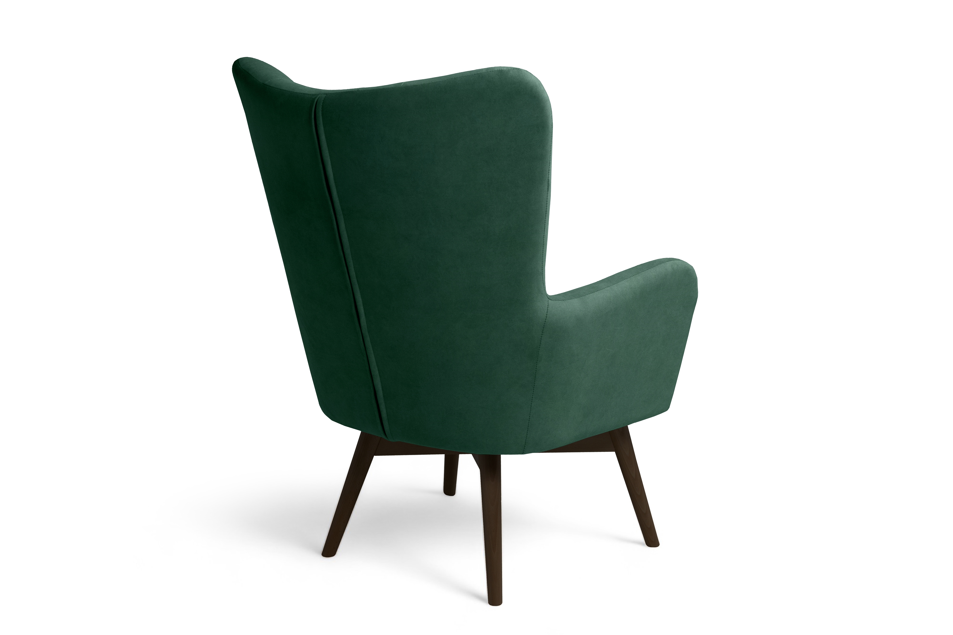 Kreslo ušiak Nordic – zelený ľahkočistiaci welvet Cloud 39 / nožičky venge Kreslo Ušiak Škandinávsky Nordic - Zelený welwet ľahkočistiaci Cloud 39 / Venge