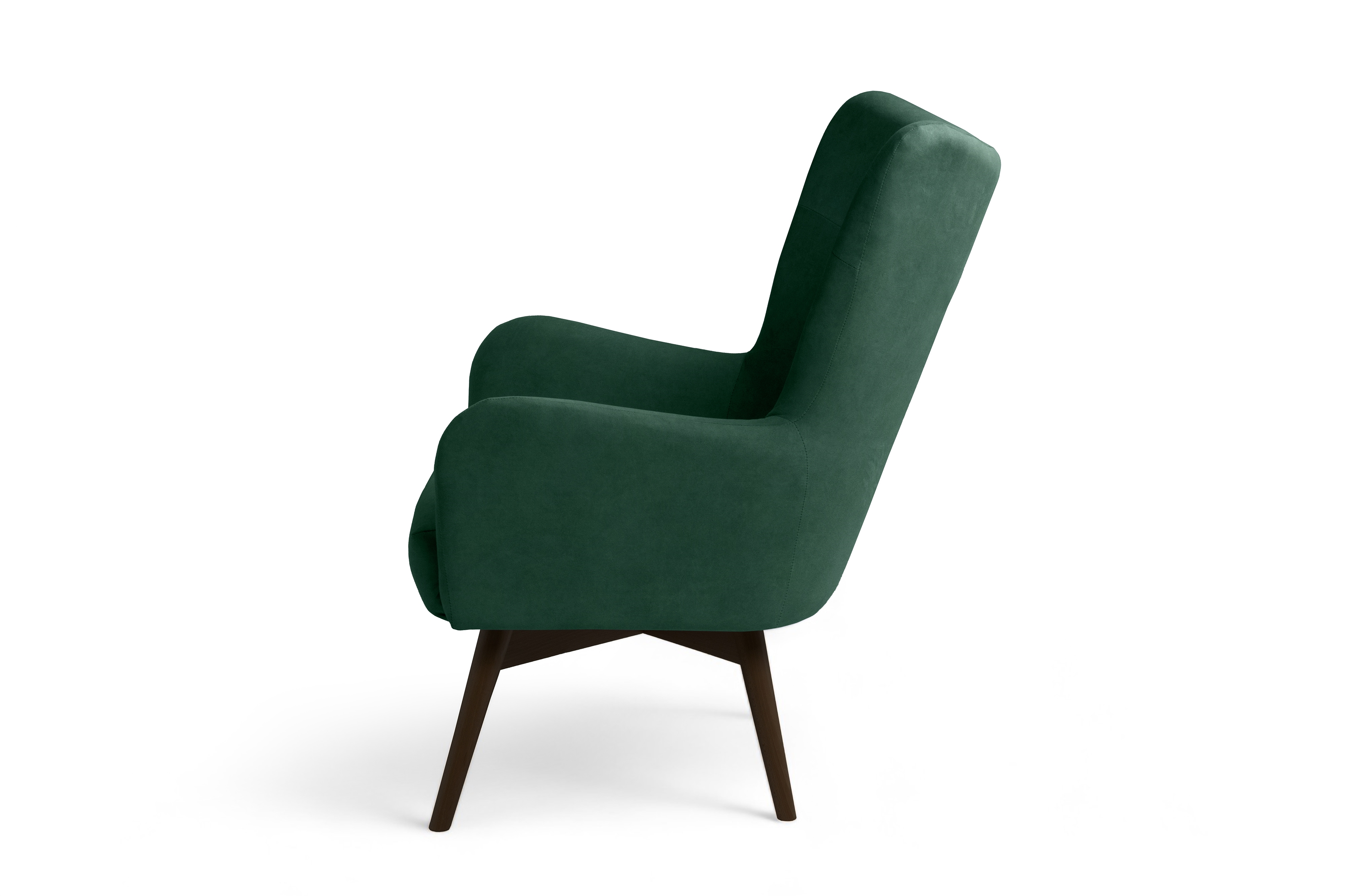 Kreslo ušiak Nordic – zelený ľahkočistiaci welvet Cloud 39 / nožičky venge Kreslo Ušiak Škandinávsky Nordic - Zelený welwet ľahkočistiaci Cloud 39 / Venge