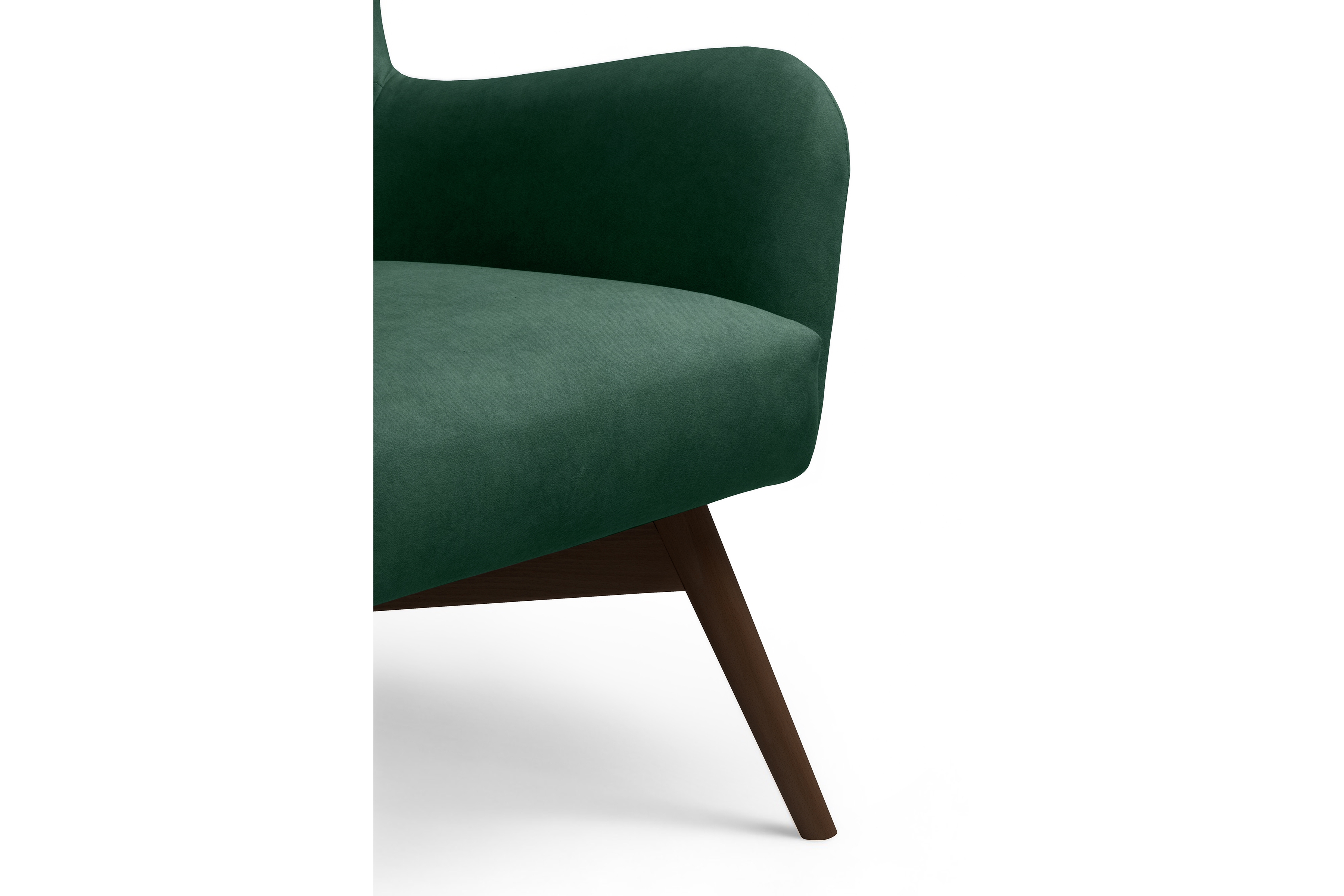 Kreslo ušiak Nordic – zelený ľahkočistiaci welvet Cloud 39 / nožičky venge Kreslo Ušiak Škandinávsky Nordic - Zelený welwet ľahkočistiaci Cloud 39 / Venge