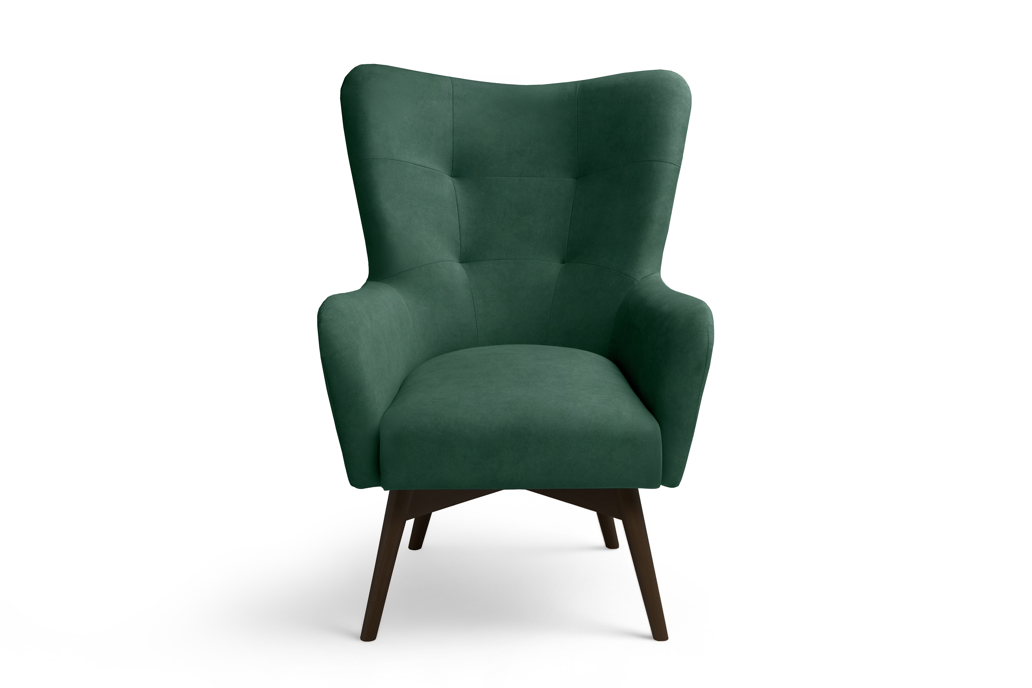 Kreslo ušiak Nordic – zelený ľahkočistiaci welvet Cloud 39 / nožičky venge Kreslo Ušiak Škandinávsky Nordic - Zelený welwet ľahkočistiaci Cloud 39 / Venge