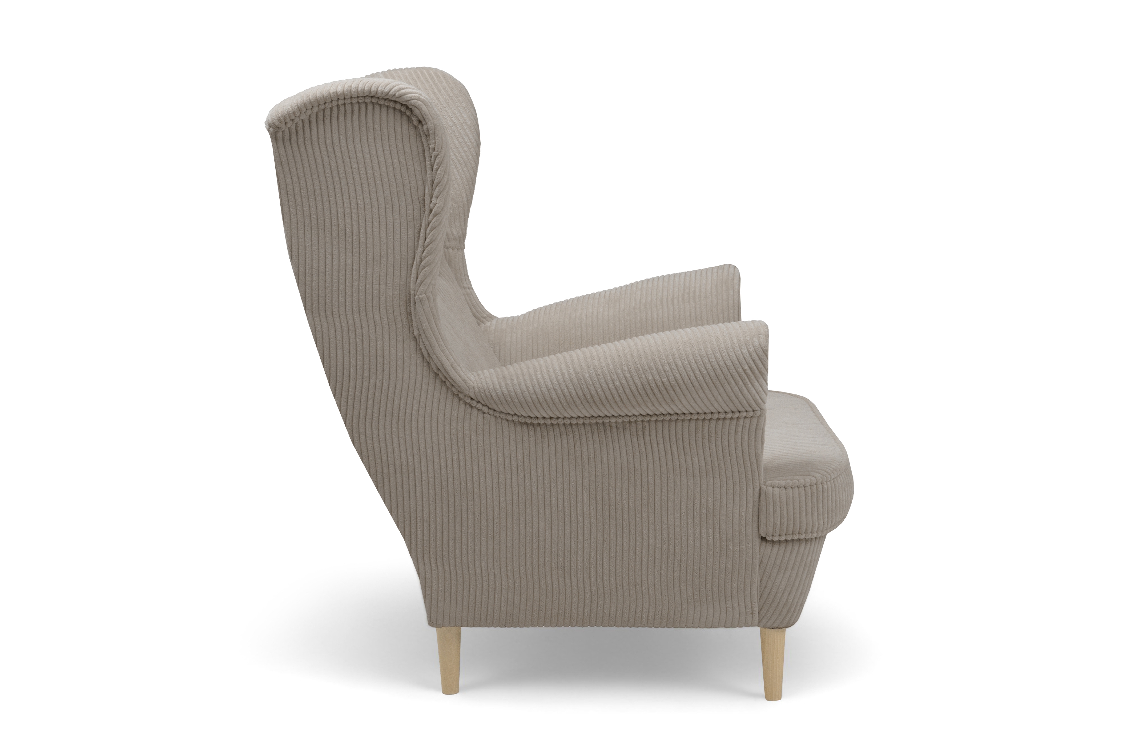 Křeslo ušák Vilano - béžový manšestr Poso 2 / nohy buk Křeslo Ušák Vilano - béžový manšestr Poso 2 / Nohy buk 