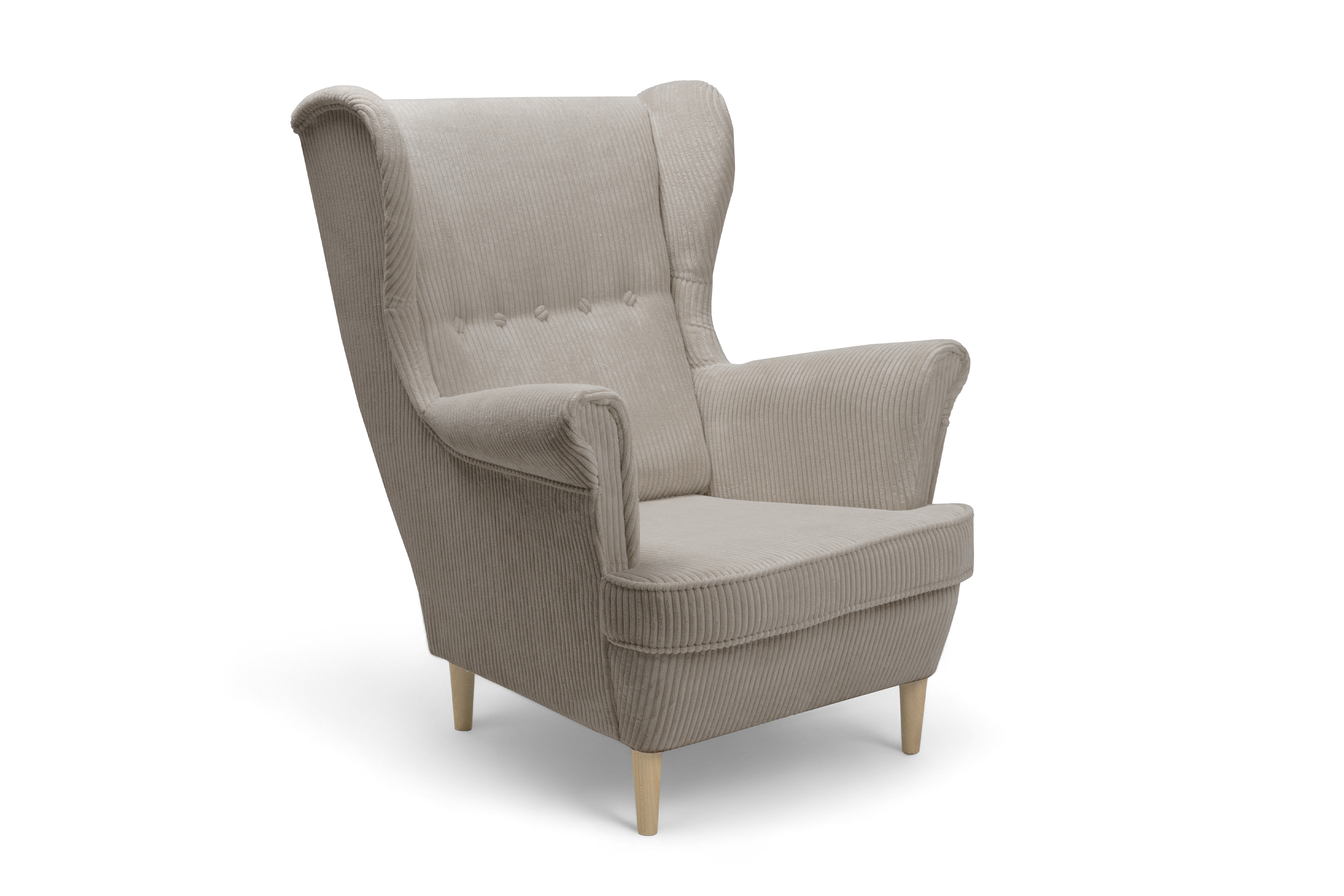 Křeslo ušák Vilano - béžový manšestr Poso 2 / nohy buk Křeslo Ušák Vilano - béžový manšestr Poso 2 / Nohy buk 