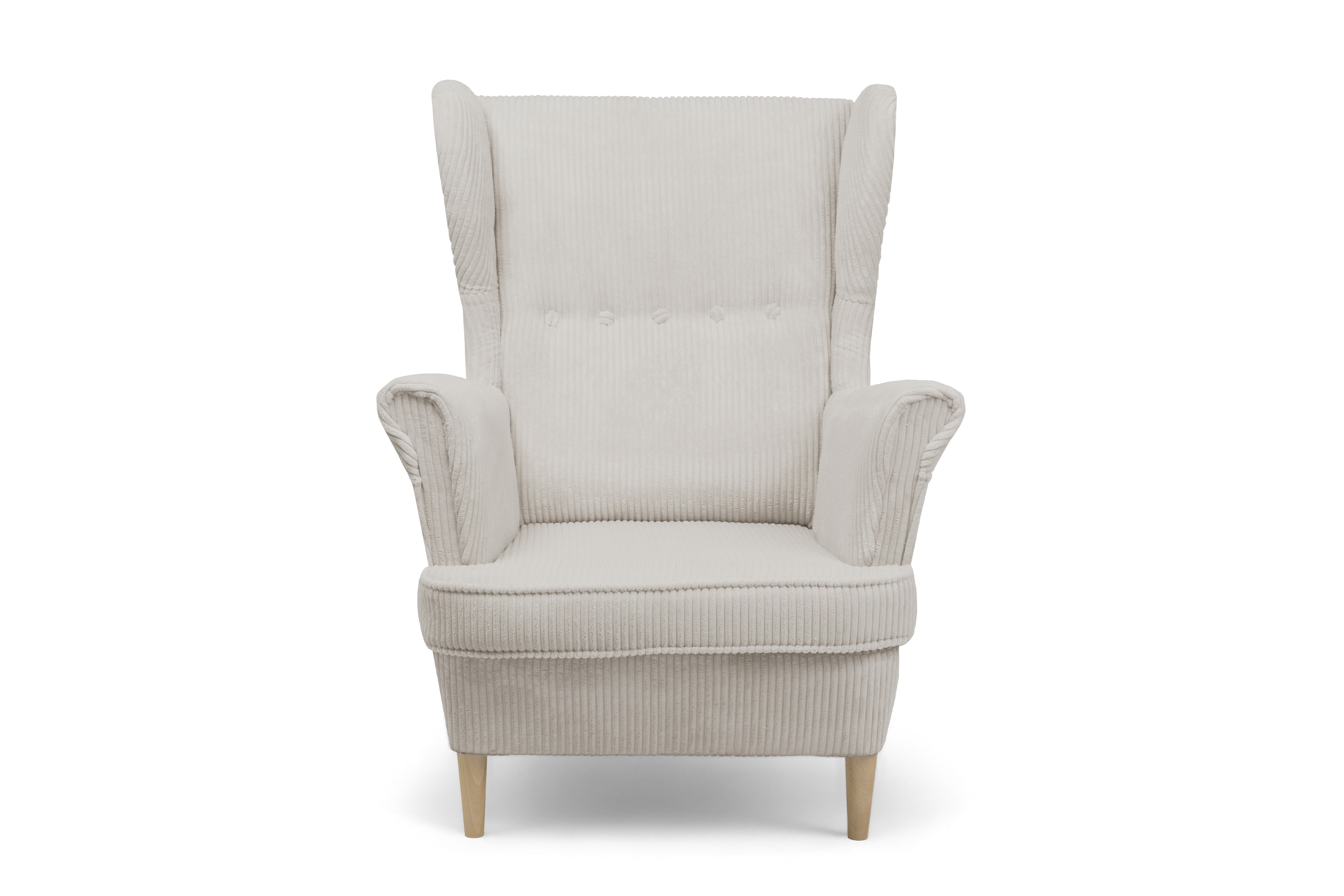 Křeslo ušák Vilano - krémový manšestr Poso 100 / nohy buk Křeslo Ušák Vilano - jasno béžový manšestr Poso 100 / Nohy buk 