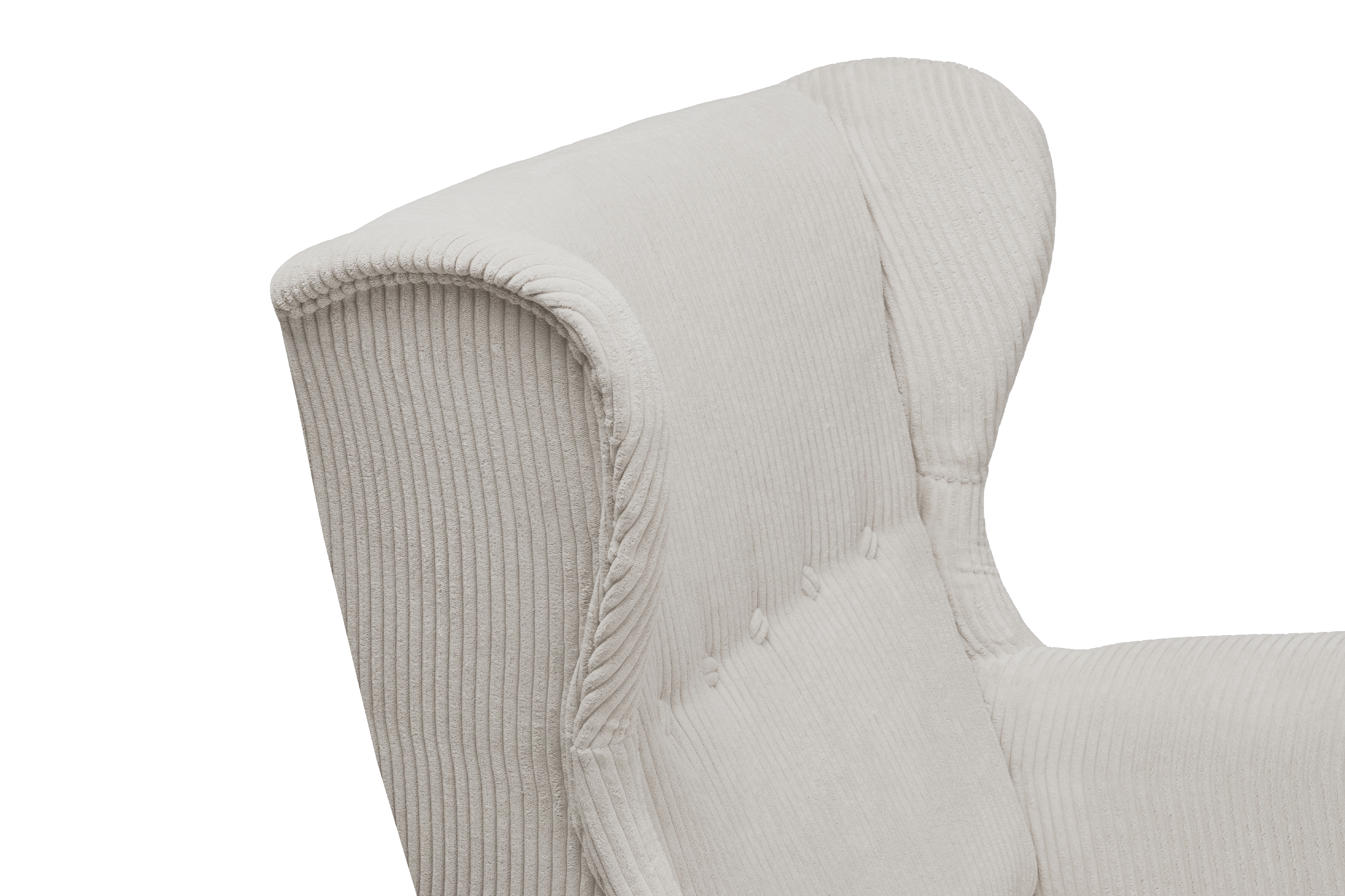 Křeslo ušák Vilano - krémový manšestr Poso 100 / nohy buk Křeslo Ušák Vilano - jasno béžový manšestr Poso 100 / Nohy buk 