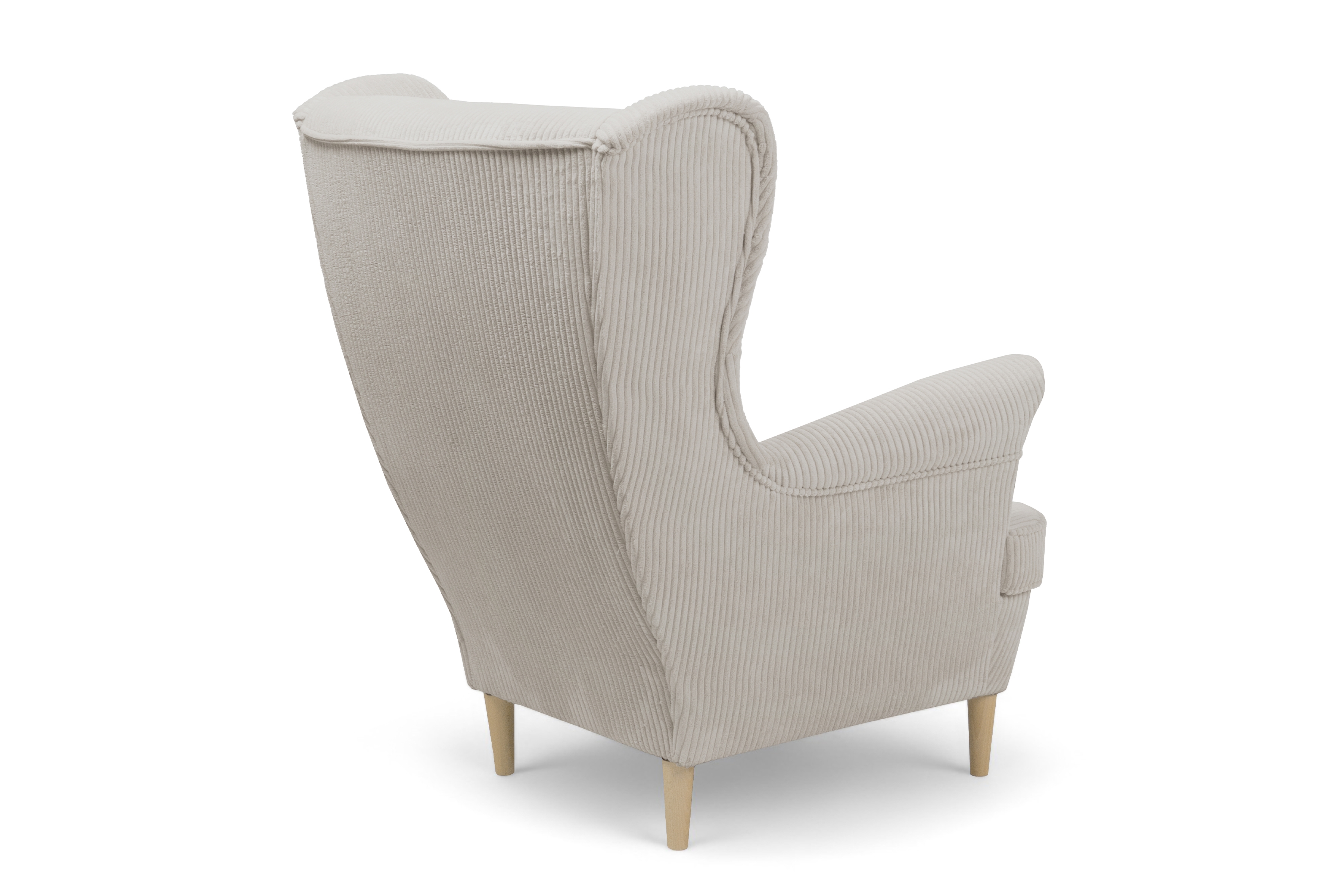 Křeslo ušák Vilano - krémový manšestr Poso 100 / nohy buk Křeslo Ušák Vilano - jasno béžový manšestr Poso 100 / Nohy buk 