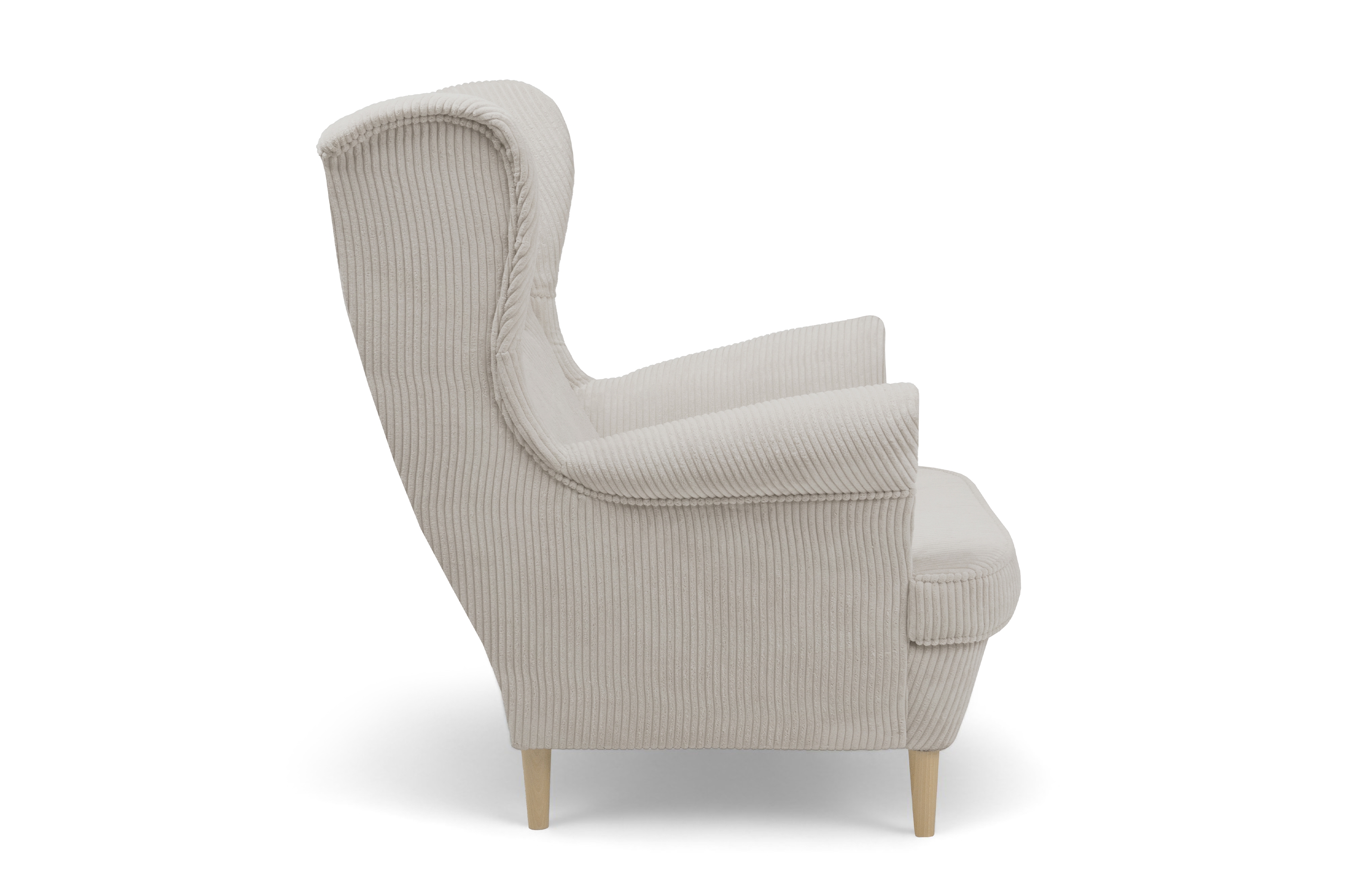 Křeslo ušák Vilano - krémový manšestr Poso 100 / nohy buk Křeslo Ušák Vilano - jasno béžový manšestr Poso 100 / Nohy buk 