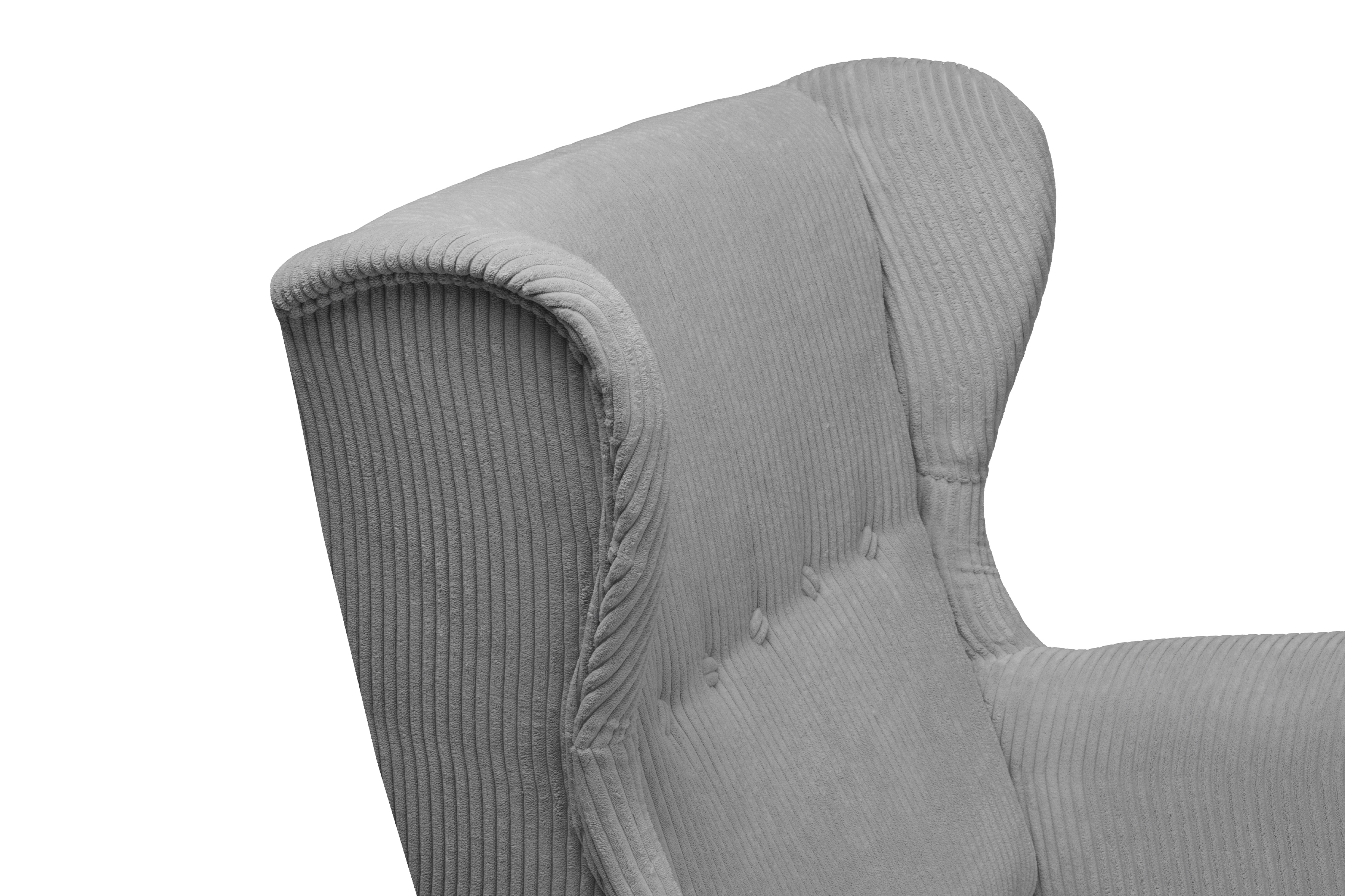 Křeslo ušák Vilano - popelový manšestr Poso 55 / nohy buk Křeslo Ušák Vilano - Popelový manšestr Poso 55 / Nohy buk 