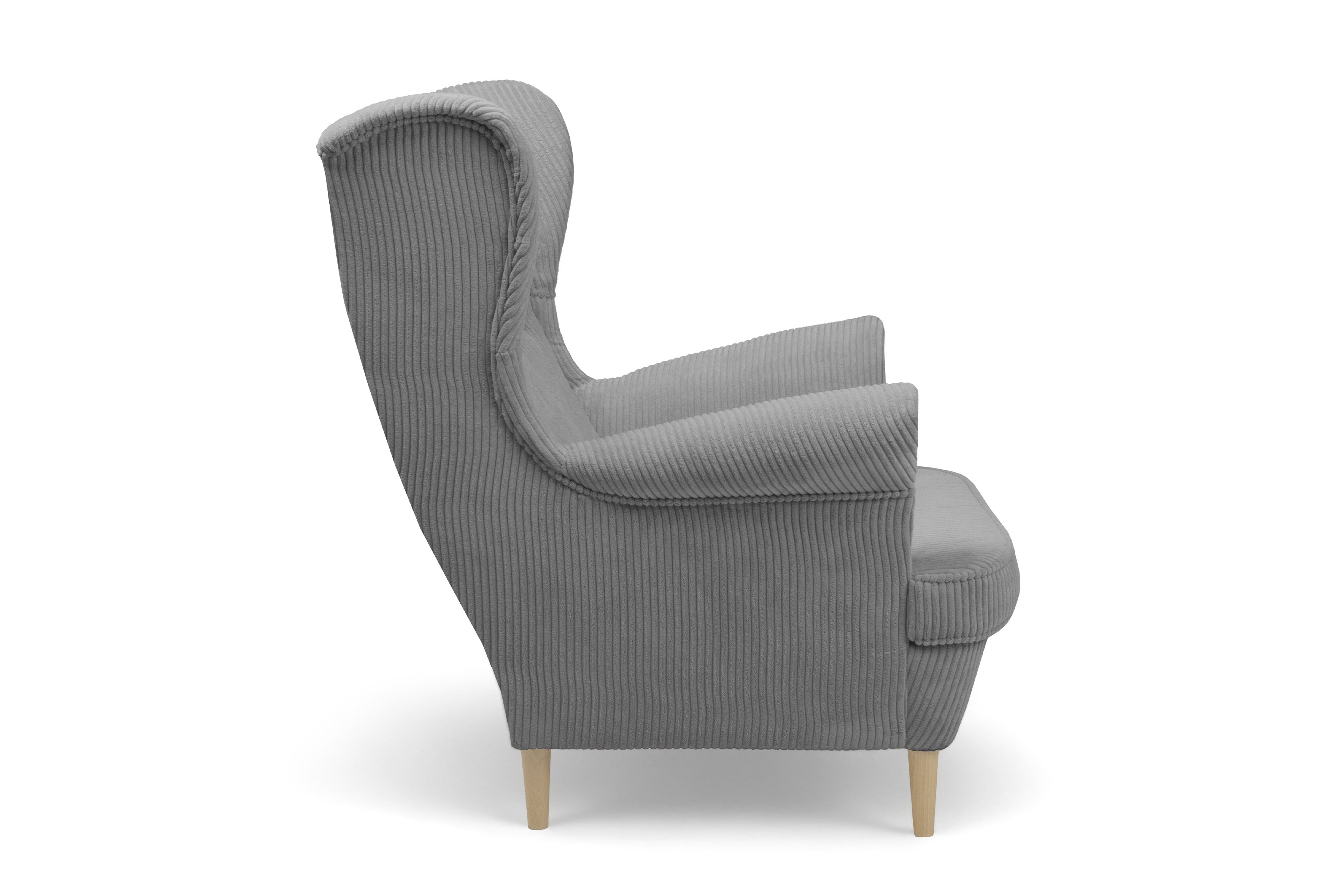 Křeslo ušák Vilano - popelový manšestr Poso 55 / nohy buk Křeslo Ušák Vilano - Popelový manšestr Poso 55 / Nohy buk 