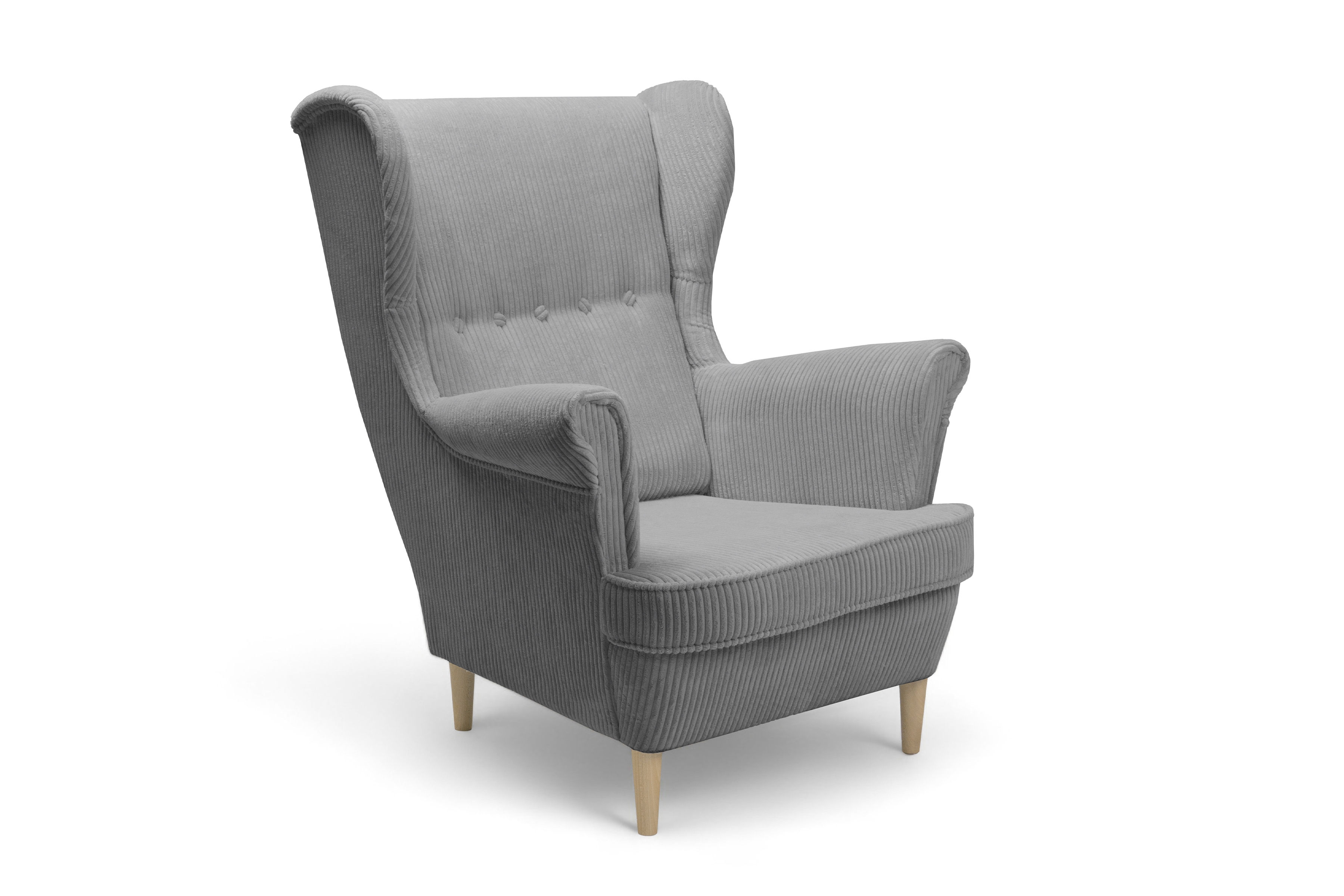 Křeslo ušák Vilano - popelový manšestr Poso 55 / nohy buk Křeslo Ušák Vilano - Popelový manšestr Poso 55 / Nohy buk 