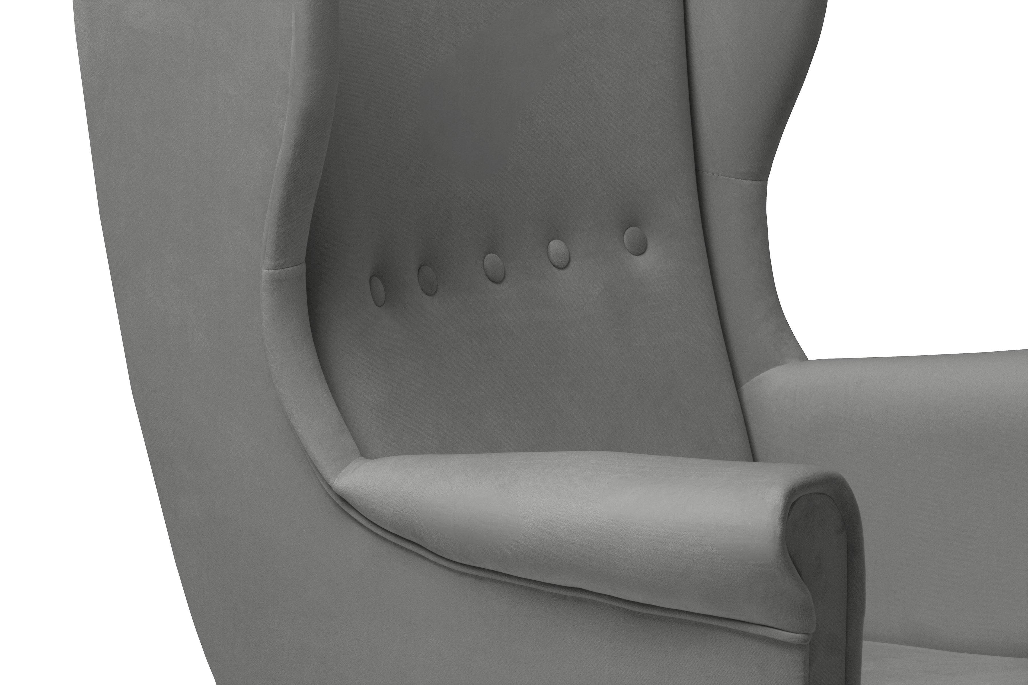 Křeslo ušák Vilano - šedý samet Velluto 16 / nohy buk Křeslo Ušák Vilano - šedý samet Velluto 16 / Nohy buk 