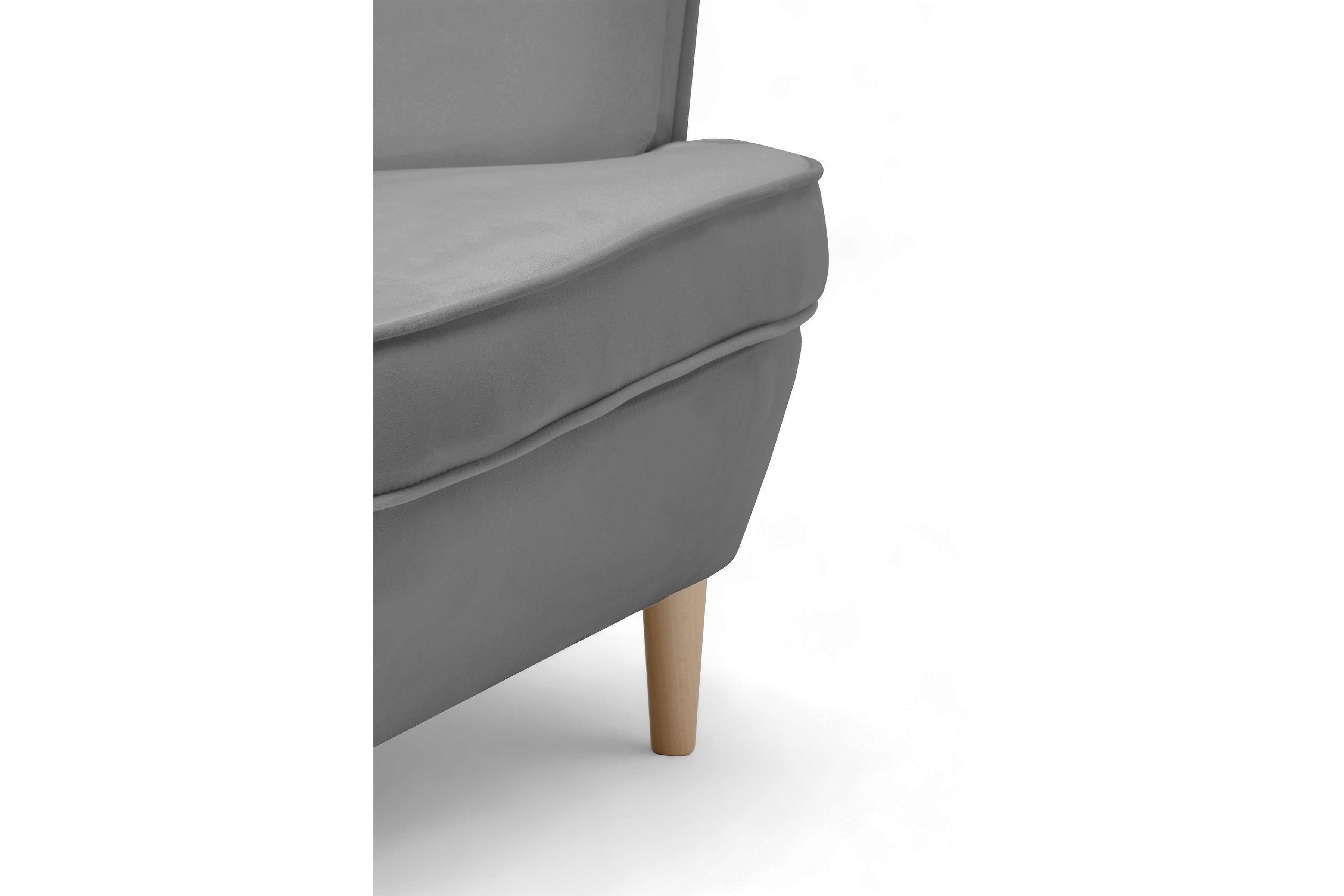 Křeslo ušák Vilano - šedý samet Velluto 16 / nohy buk Křeslo Ušák Vilano - šedý samet Velluto 16 / Nohy buk 