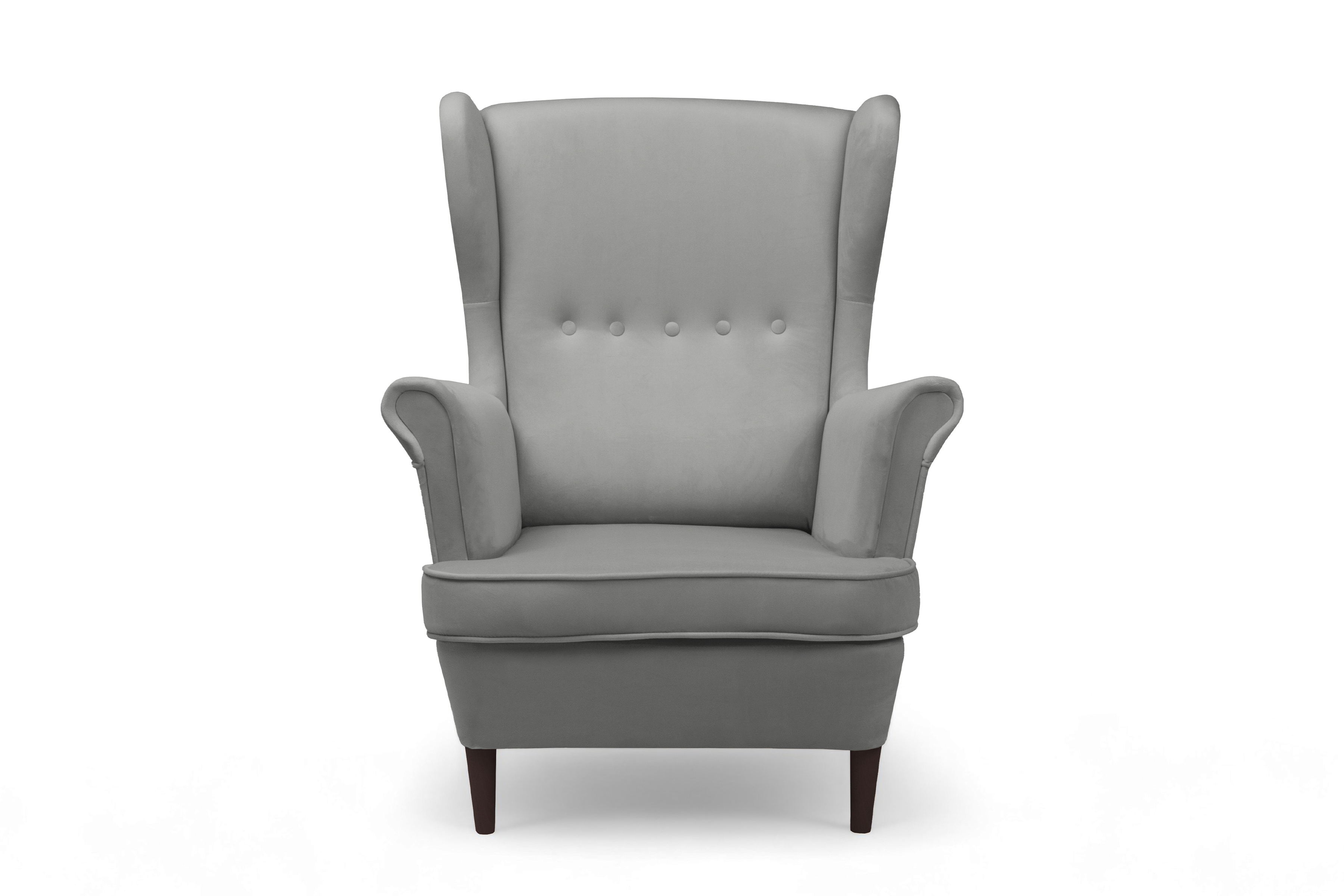 Křeslo ušák Vilano - šedý samet Velluto 16 / nohy venge Křeslo Ušák Vilano - šedý samet Velluto 16 / Nohy Venge