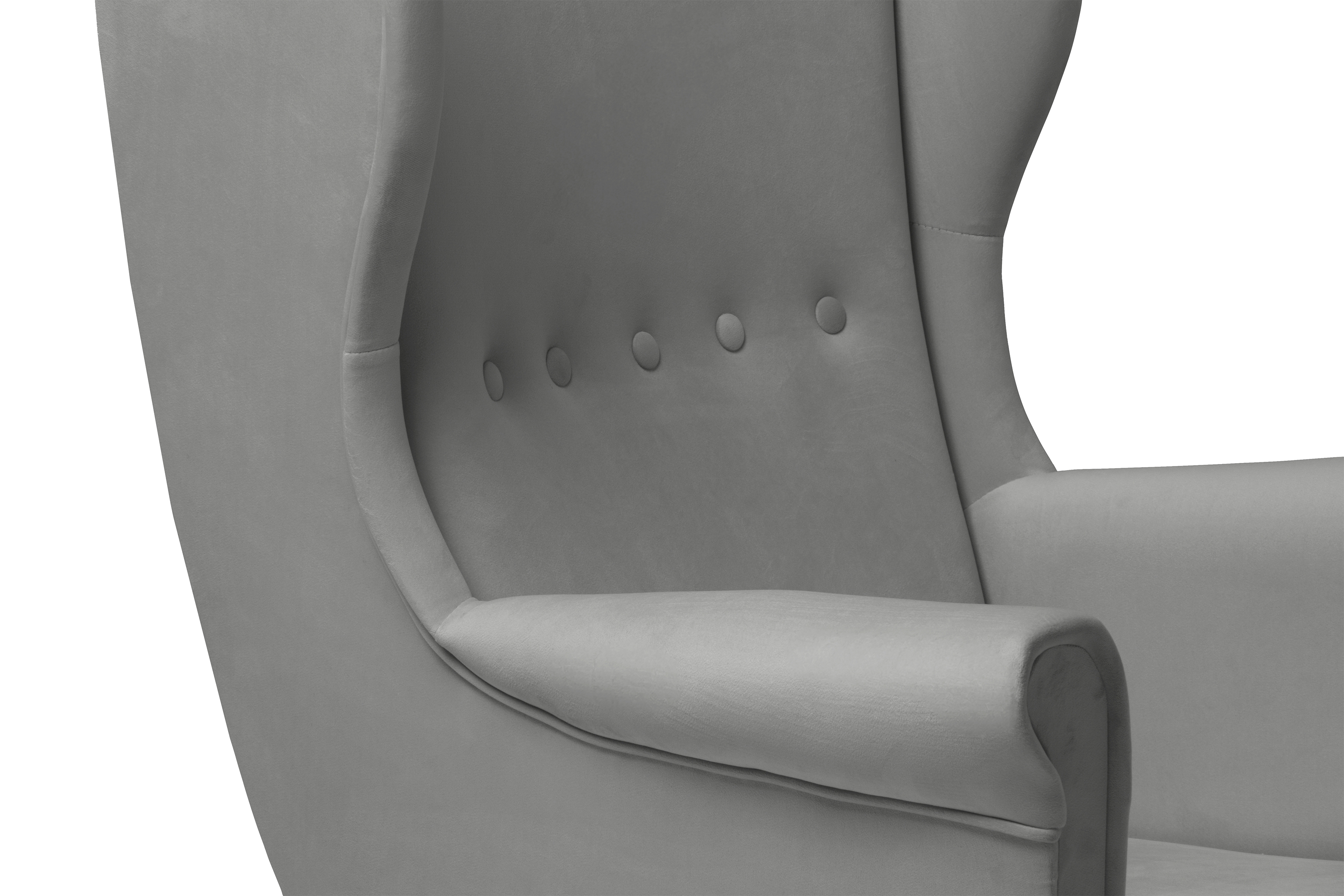 Křeslo ušák Vilano - šedý samet Velluto 16 / nohy venge Křeslo Ušák Vilano - šedý samet Velluto 16 / Nohy Venge