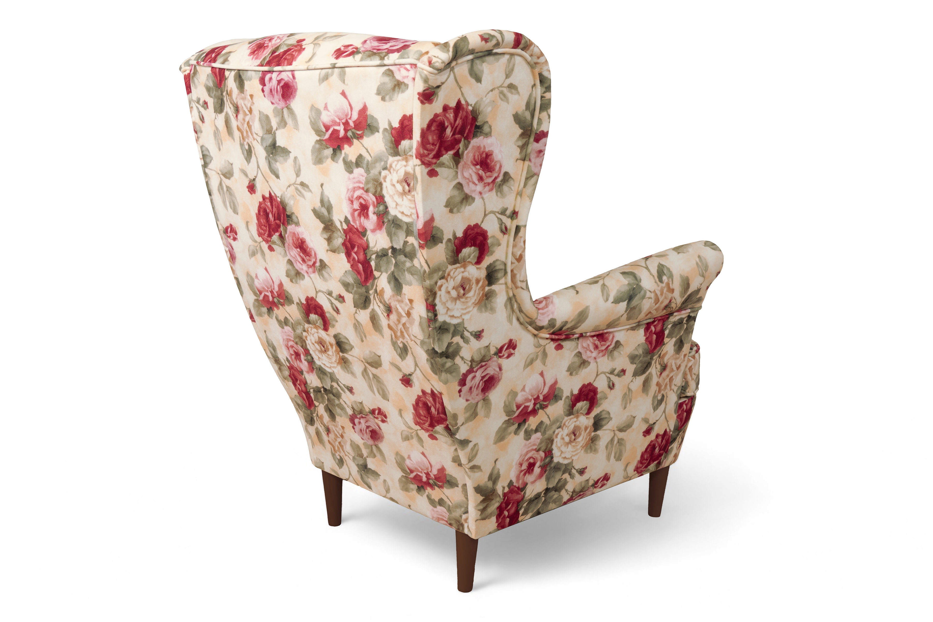 Křeslo ušák Vilano - květinový vzor Coral WM 82 / nohy wenge Křeslo Ušák Vilano - potahová látka drukowana w kwiaty Coral WM 82 / Nohy Venge 