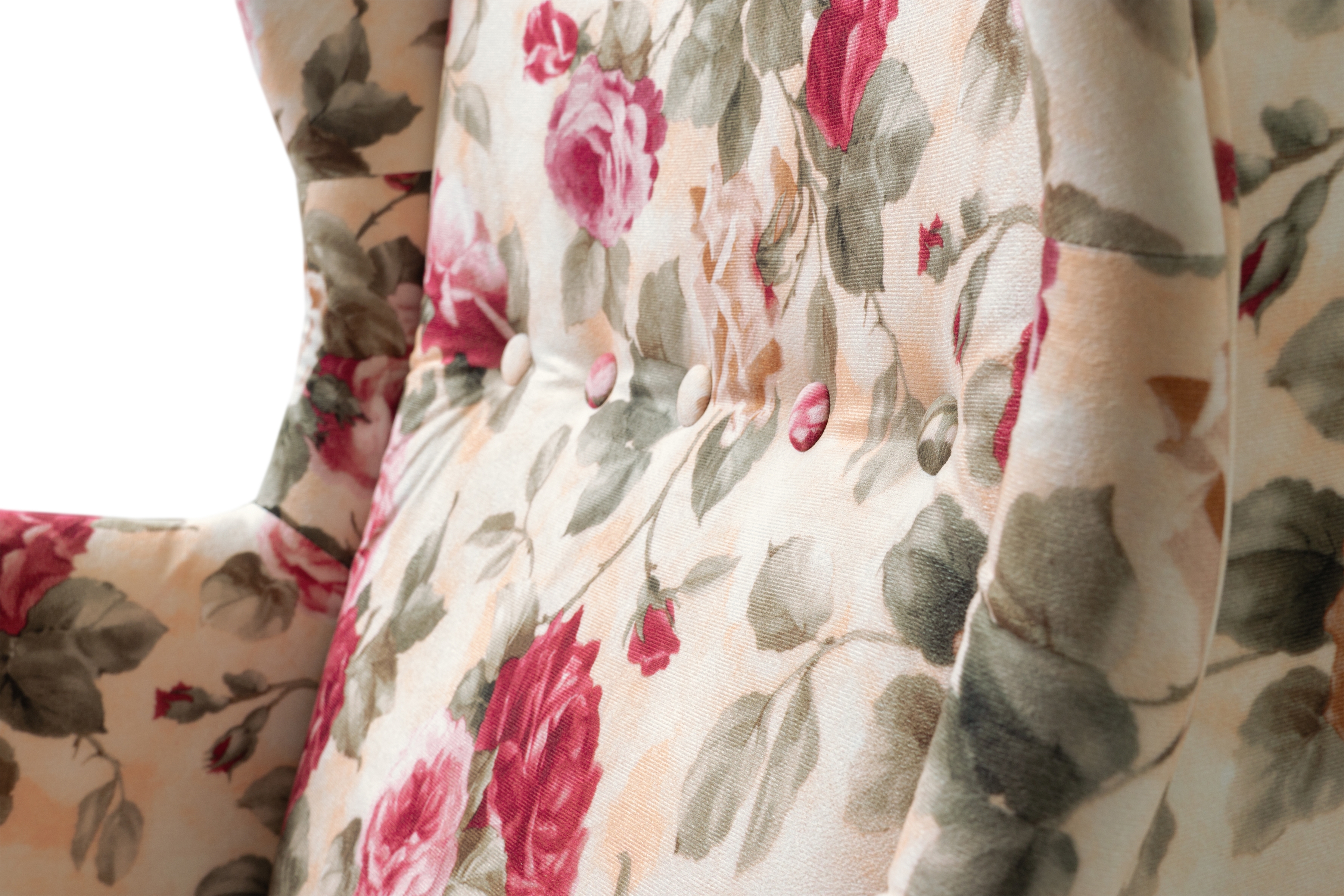 Křeslo ušák Vilano - květinový vzor Coral WM 82 / nohy wenge Křeslo Ušák Vilano - potahová látka drukowana w kwiaty Coral WM 82 / Nohy Venge 