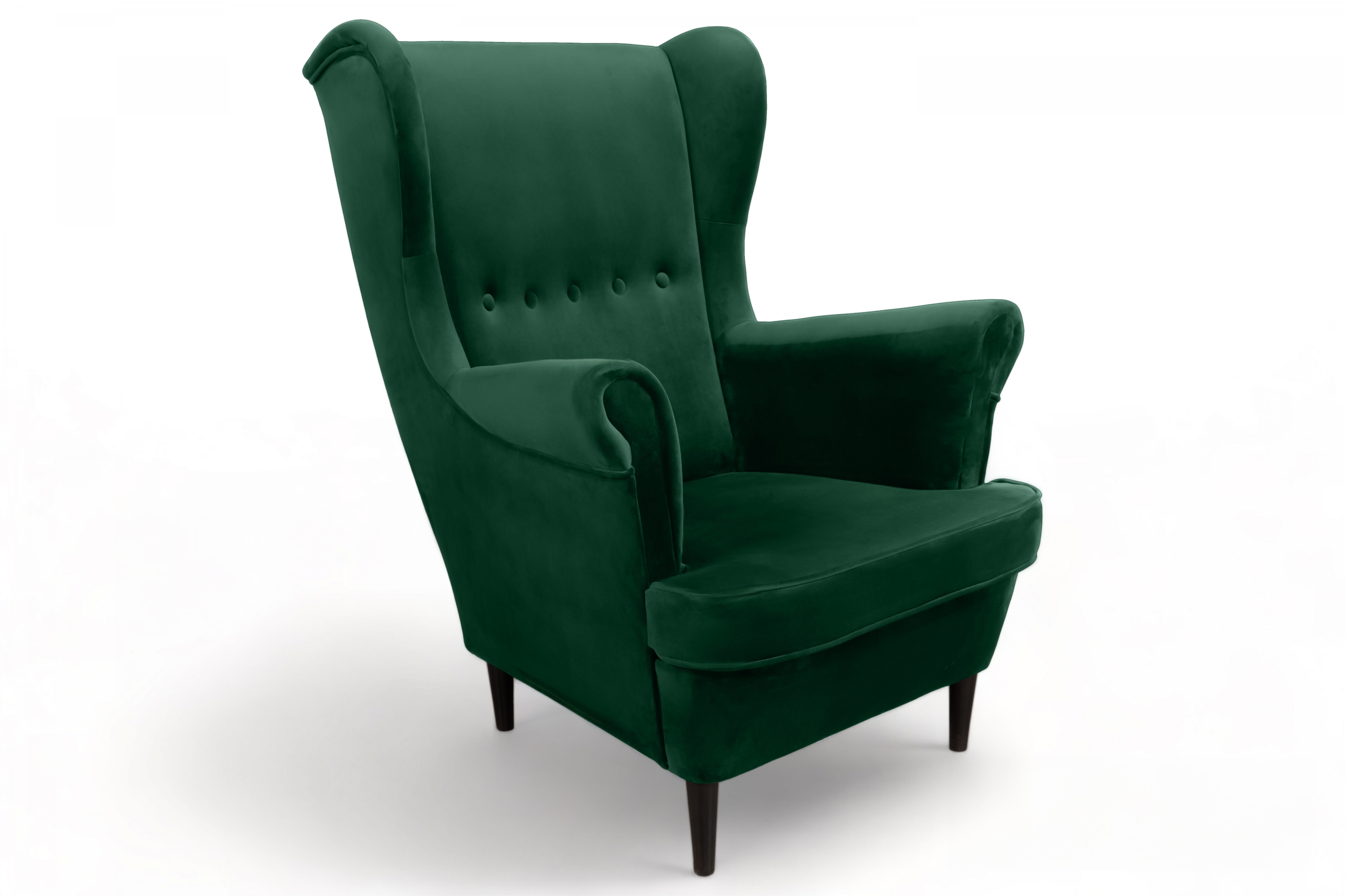 Kreslo Ušiak Vilano - fľaškovo zelený zamat Bluvel 78 Kreslo Ušiak Vilano - zamat w butelkowej zieleni Bluvel 78 / Nohy Venge 