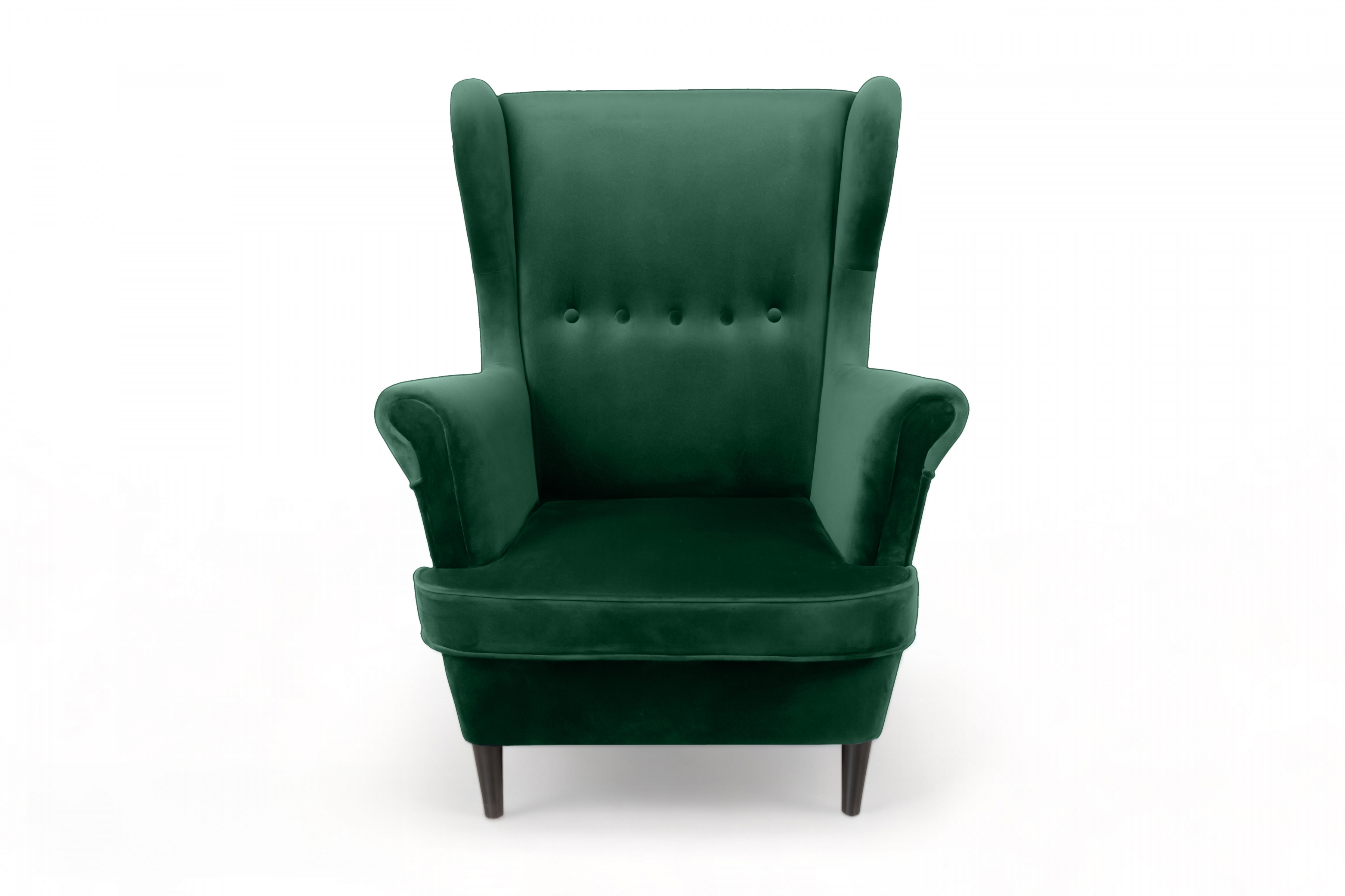 Kreslo Ušiak Vilano - fľaškovo zelený zamat Bluvel 78 Kreslo Ušiak Vilano - zamat w butelkowej zieleni Bluvel 78 / Nohy Venge 