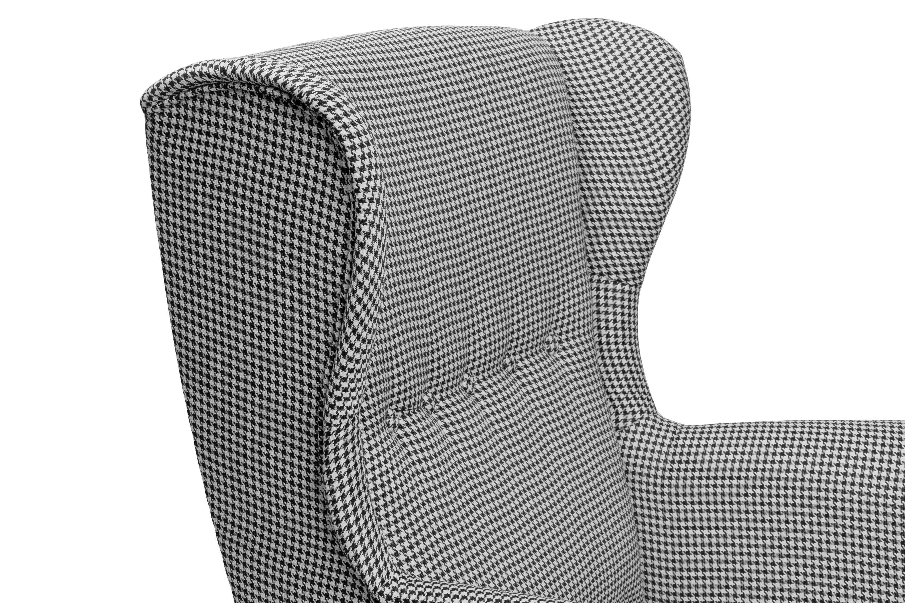 Křeslo ušák Vilano - vzor pepitka Kenia 700 / nohy buk Křeslo Ušák Vilano - wzor pepitka Kenia 700, Nohy buk 