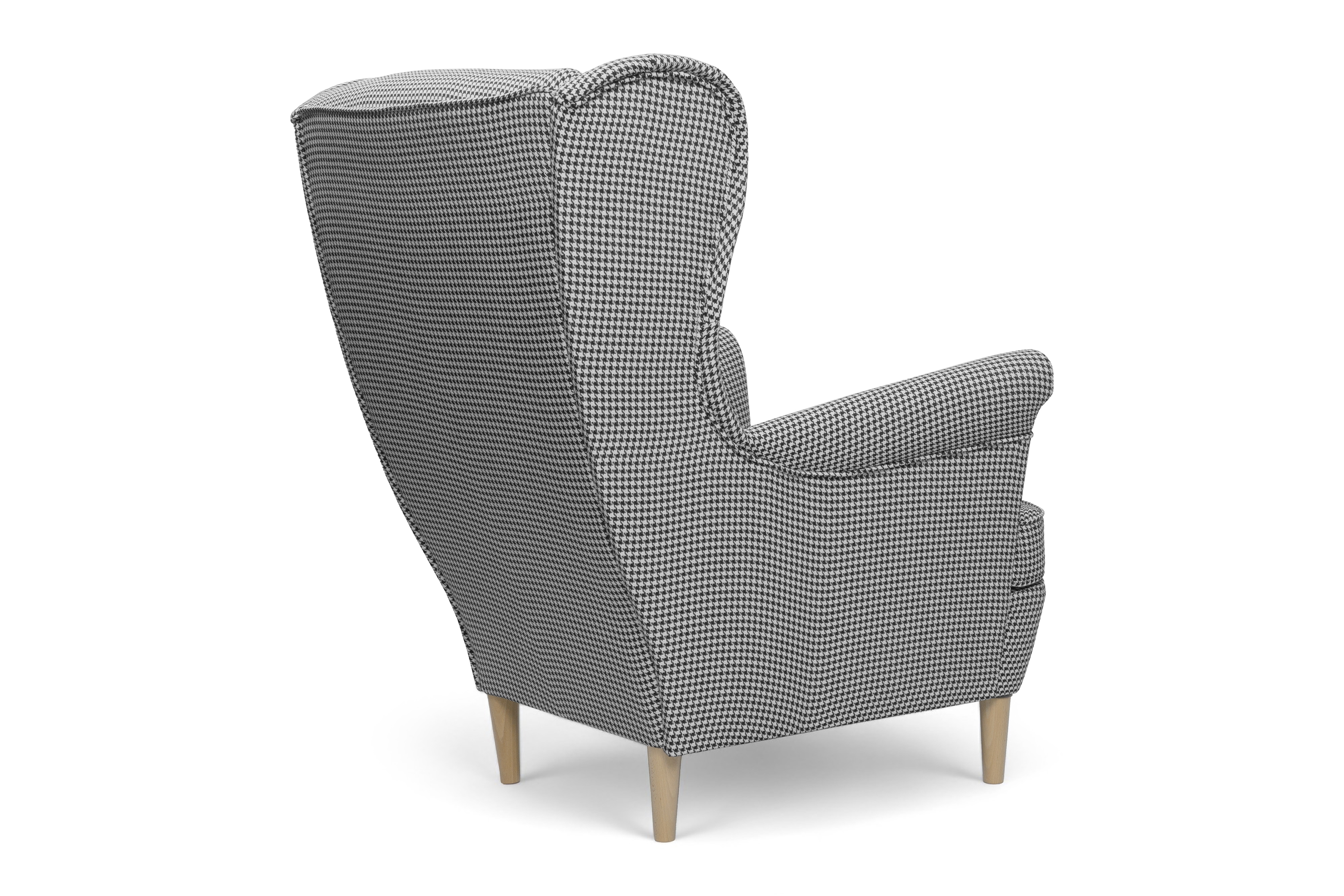 Křeslo ušák Vilano - vzor pepitka Kenia 700 / nohy buk Křeslo Ušák Vilano - wzor pepitka Kenia 700, Nohy buk 