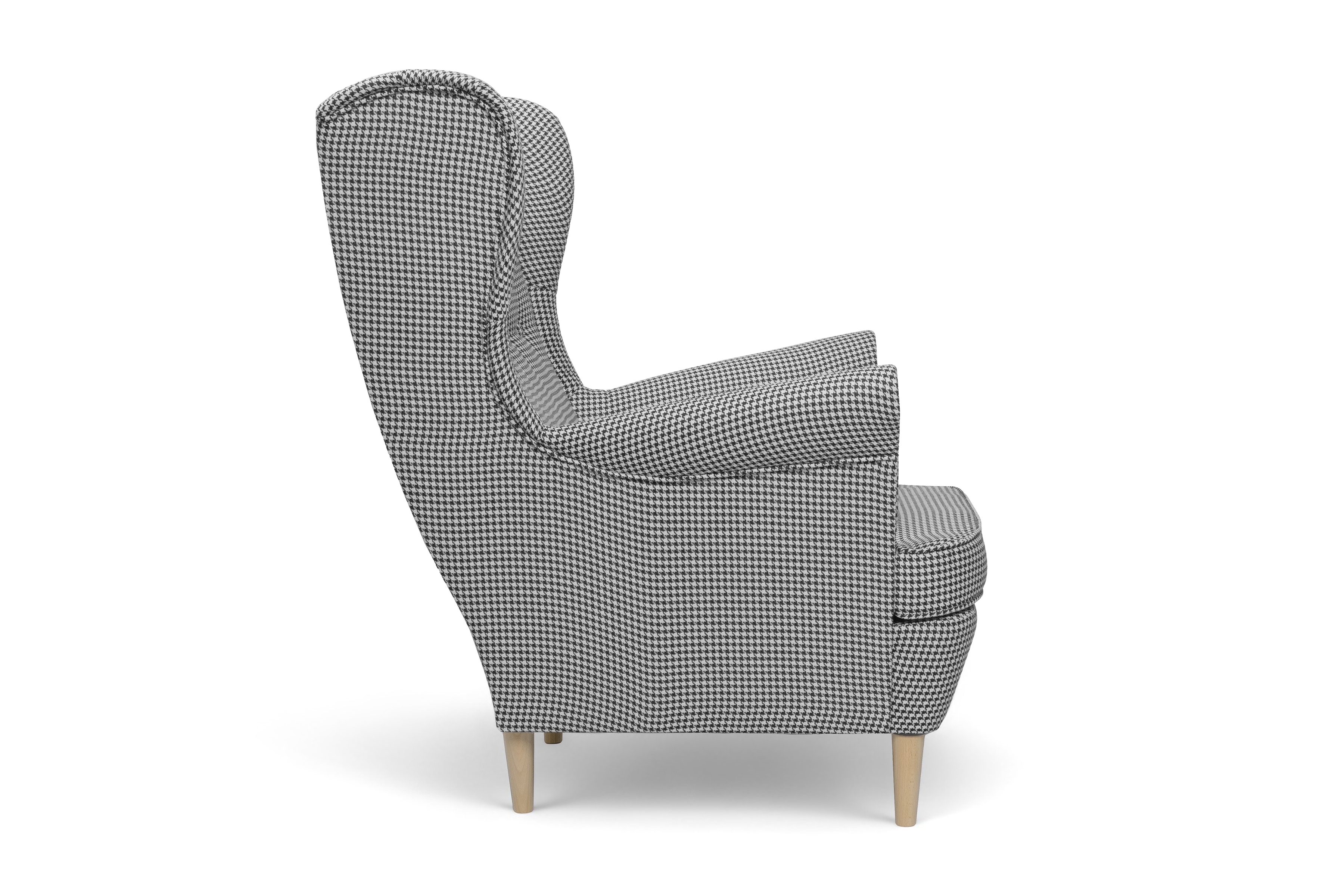 Křeslo ušák Vilano - vzor pepitka Kenia 700 / nohy buk Křeslo Ušák Vilano - wzor pepitka Kenia 700, Nohy buk 